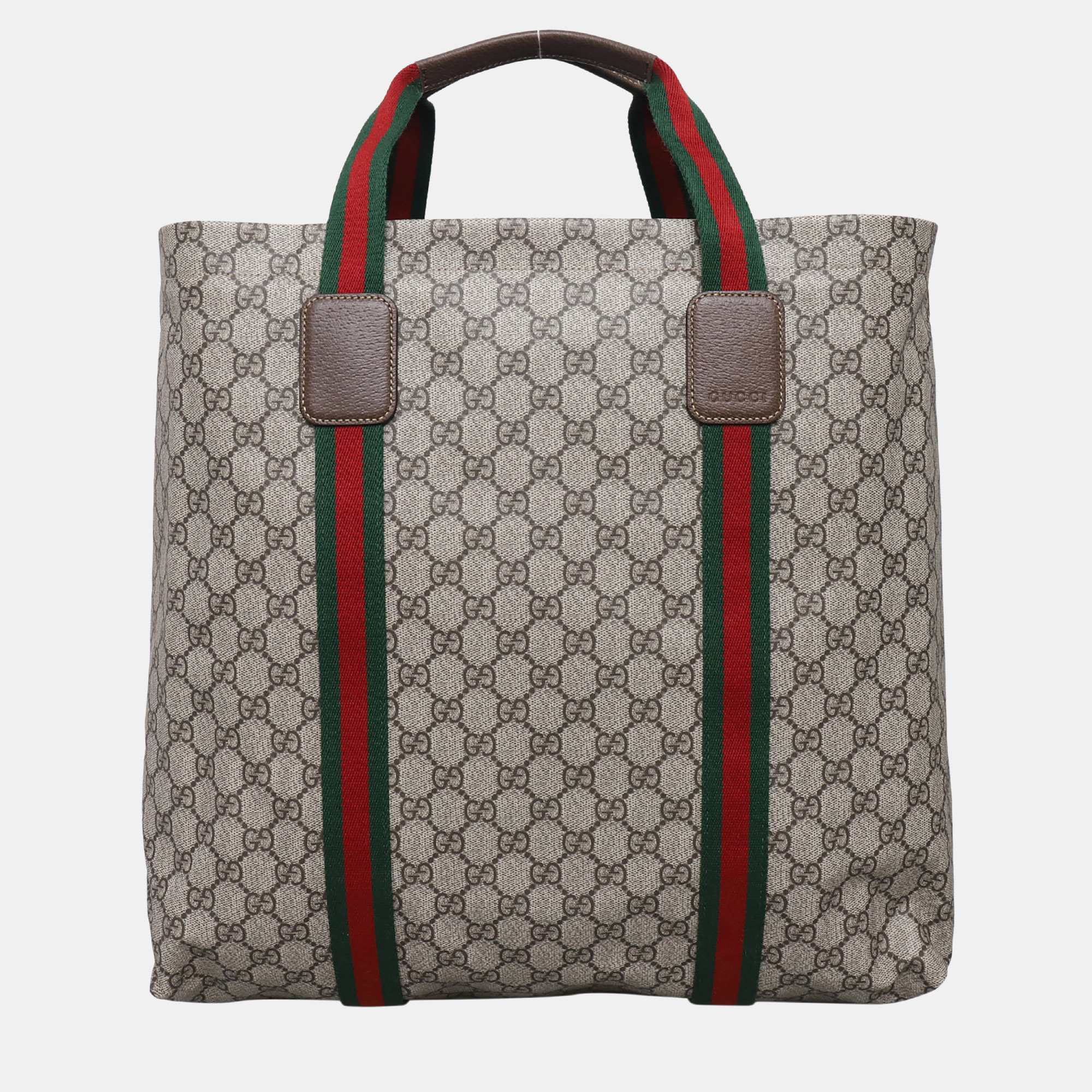 

Gucci Brown Coated Canvas Large Tote Bag With Web Detail