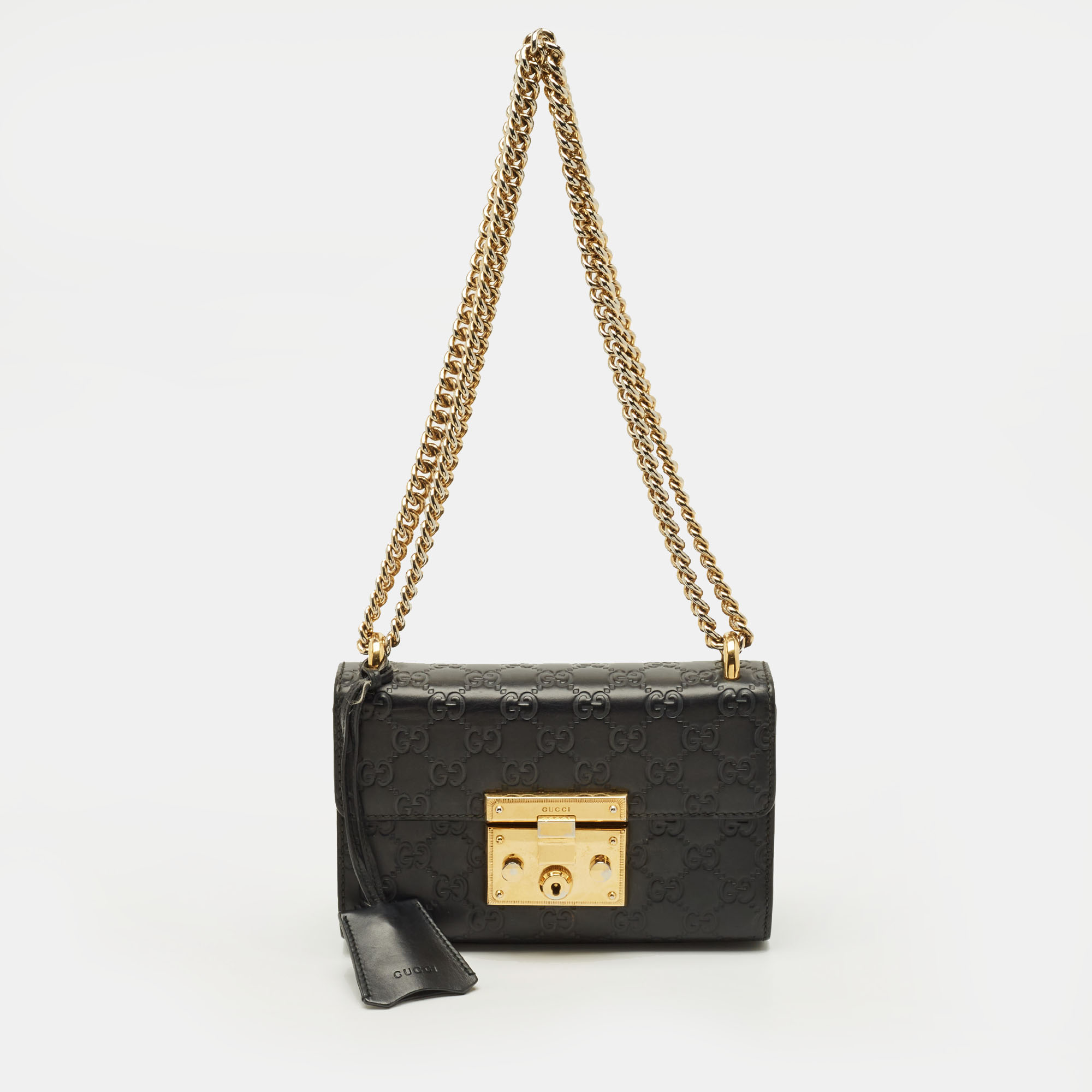 

Gucci Padlock  Black Guccissima Leather Shoulder Bag