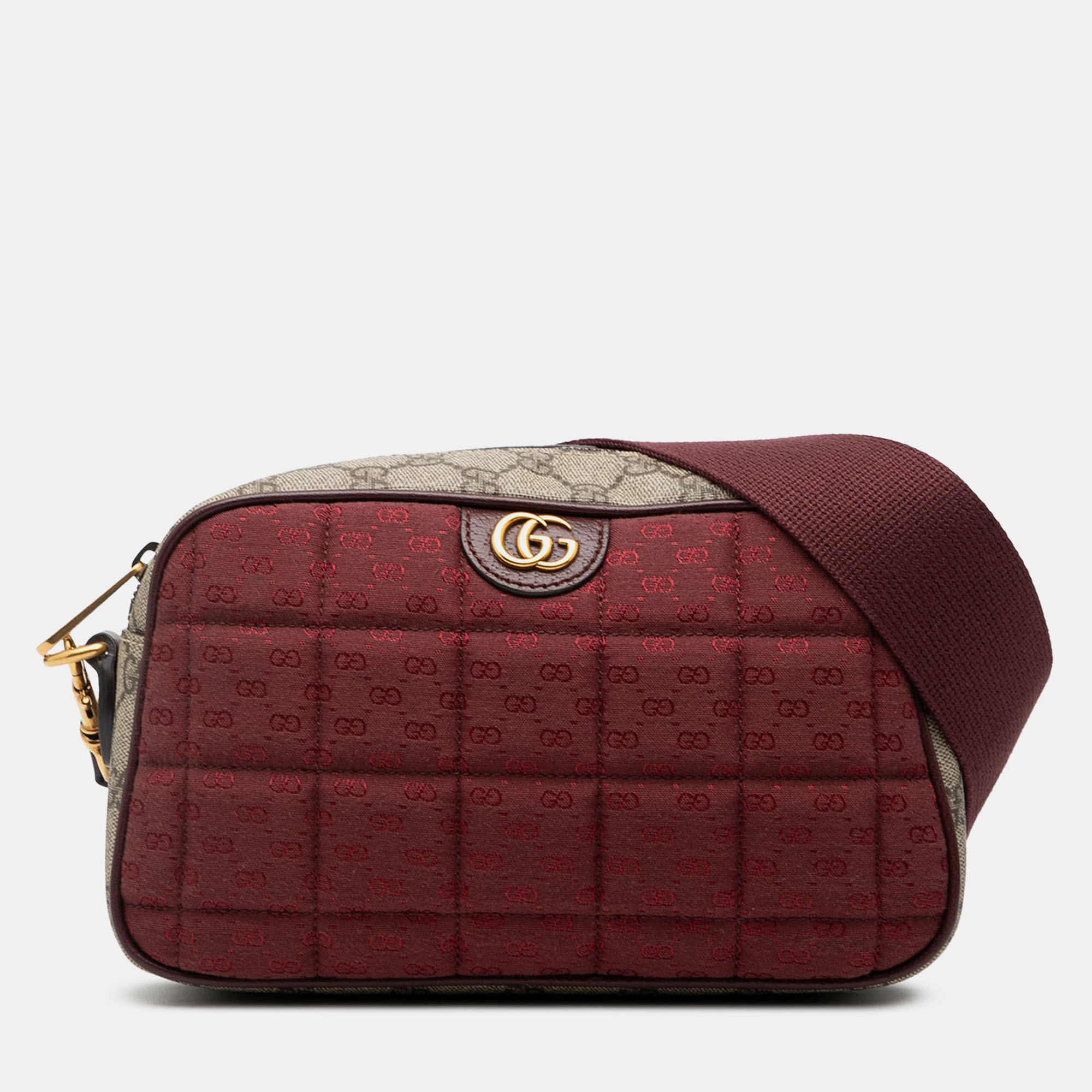 

Gucci Red Small Quilted Mini GG Canvas and GG Supreme Double G Crossbody