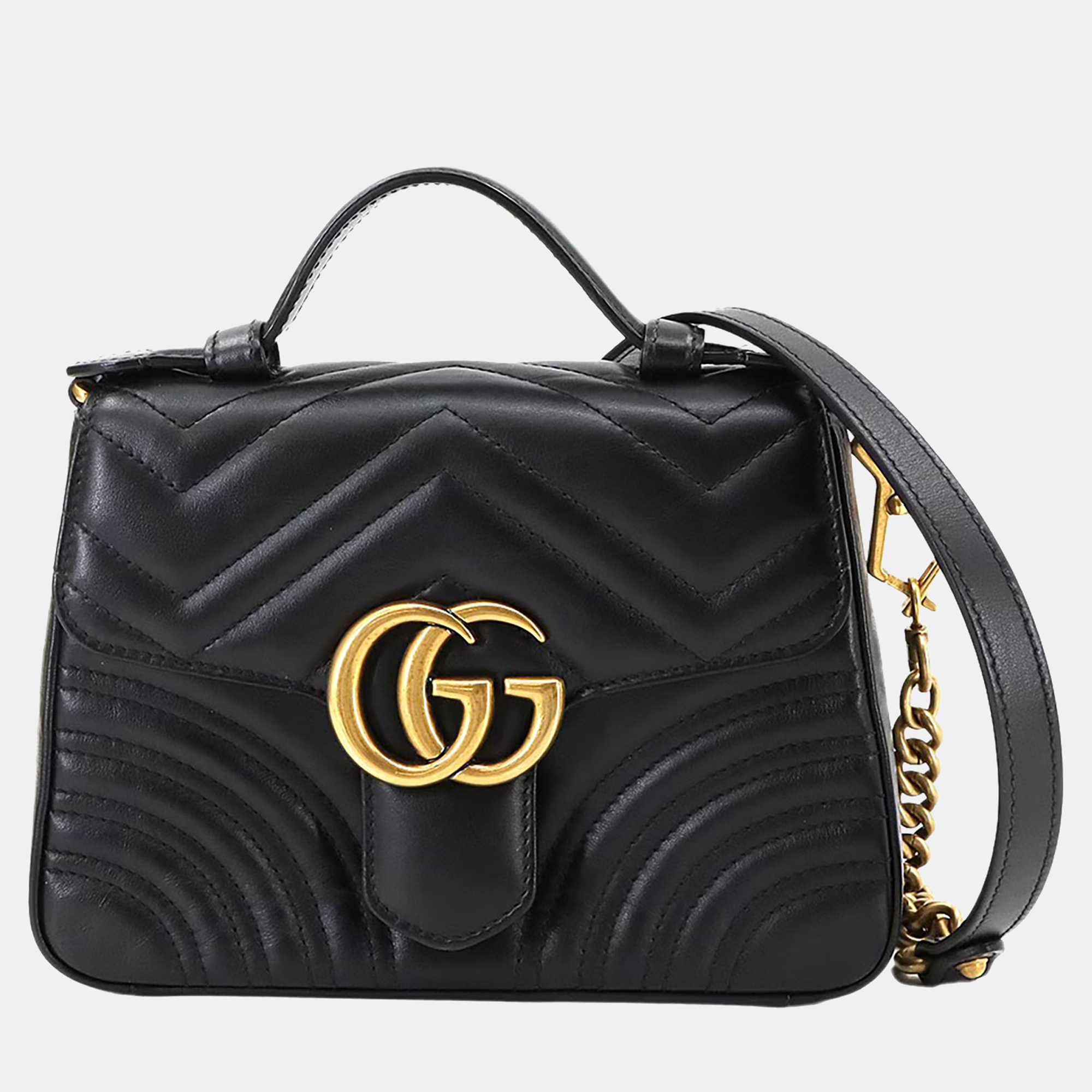 

Gucci GG Marmont Mini Black Leather Top Handle Bag