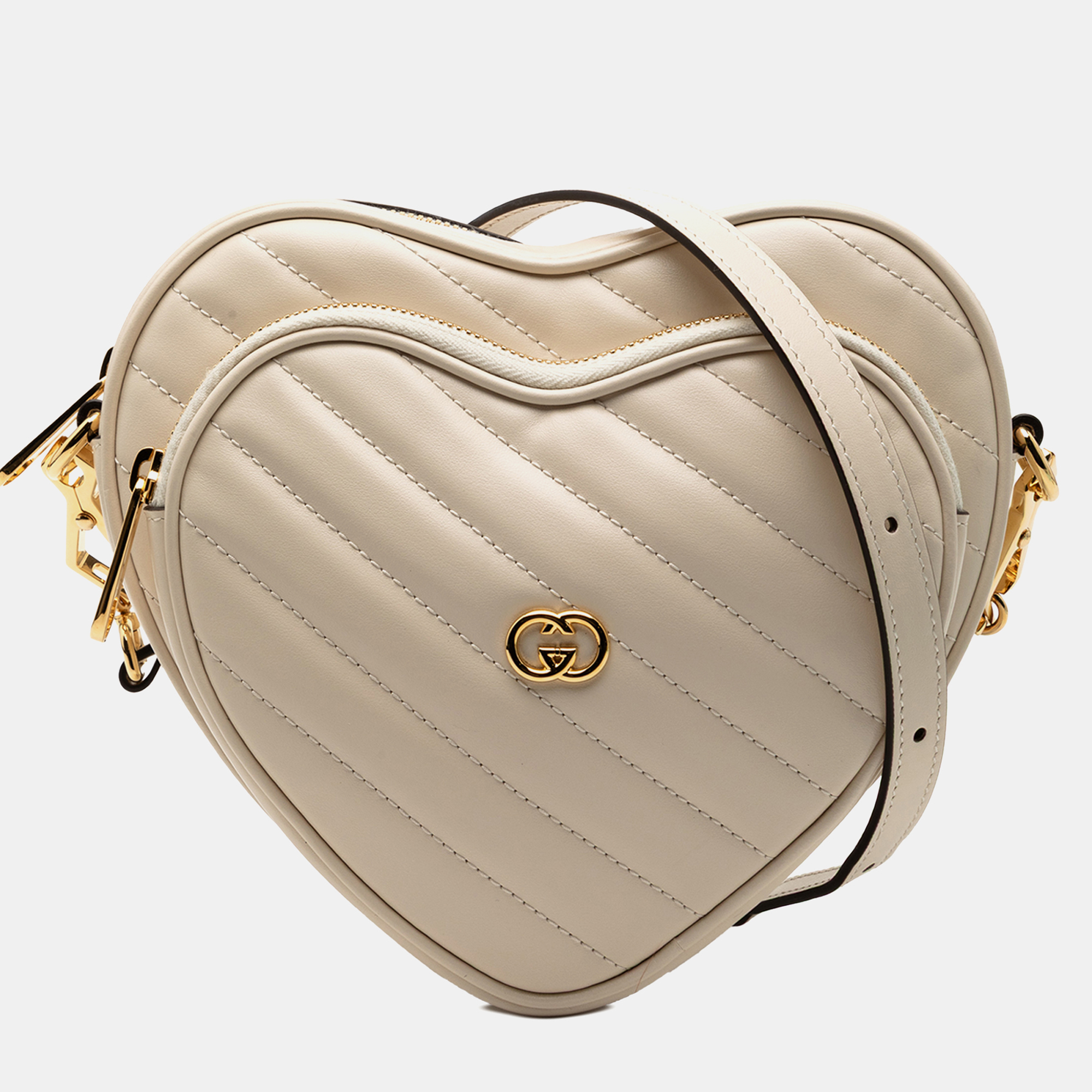 

Gucci Brown Mini Matelasse Leather Heart Crossbody