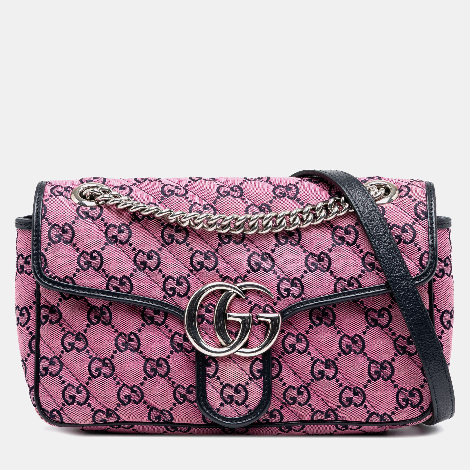 

Gucci Pink Medium GG Marmont Matelasse Diagonal GG Canvas Shoulder Bag