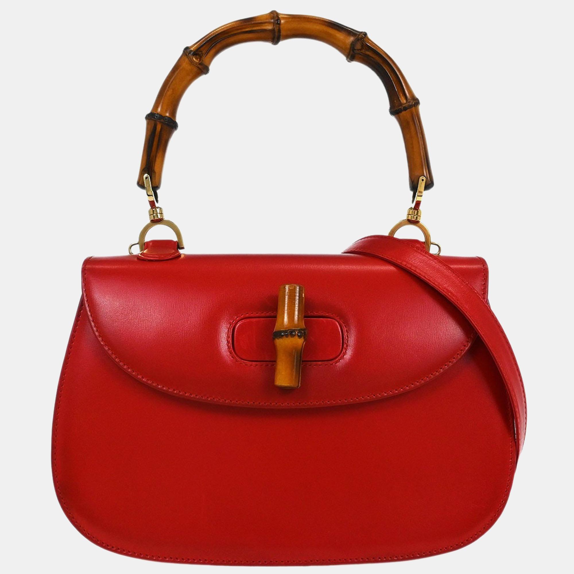 

Gucci Red Bamboo 2Way Handbag