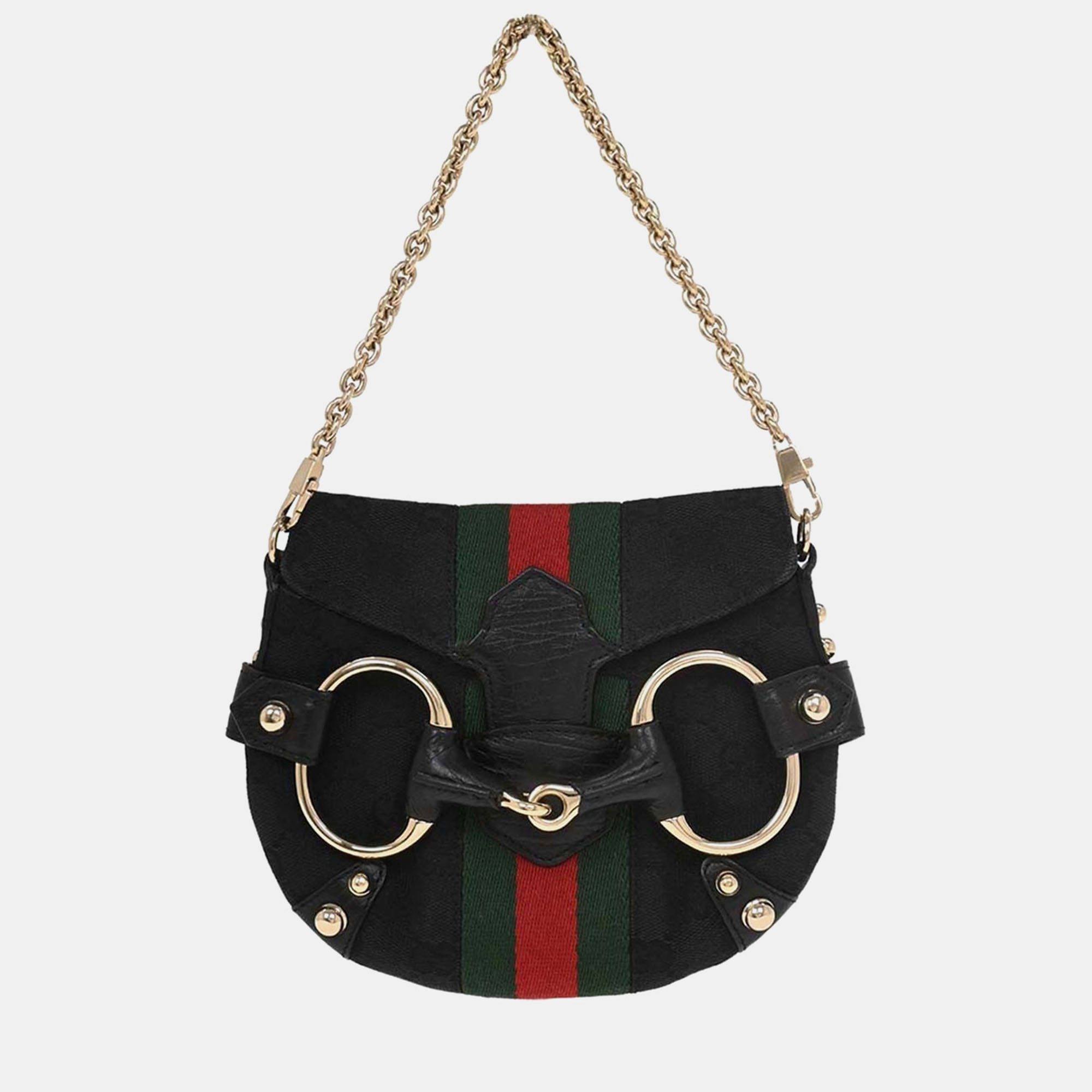

Gucci GG Horsebit Black GG Supreme Canvas Shoulder Bag