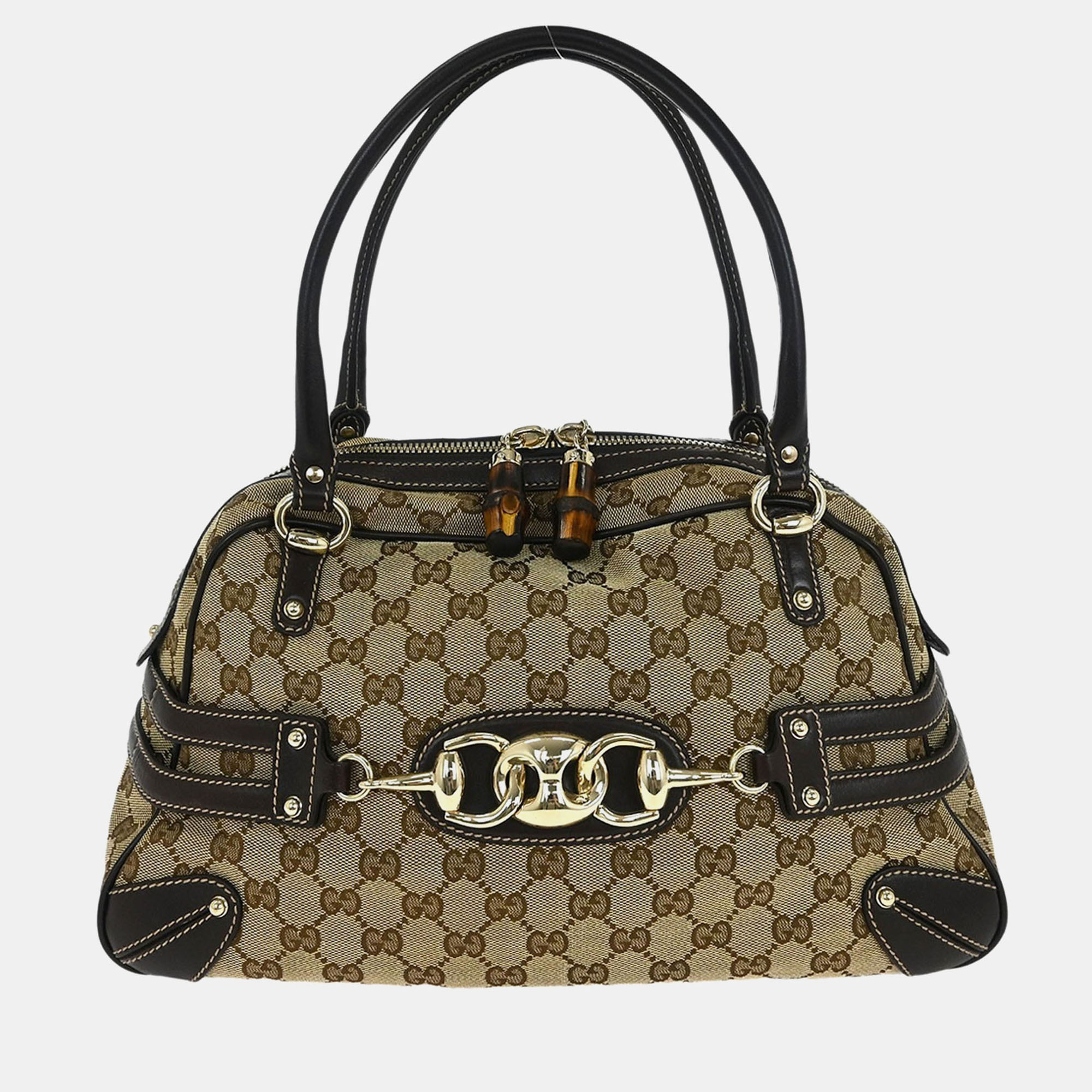 

Gucci Bamboo Horsebit Brown Leather Top Handle Bag