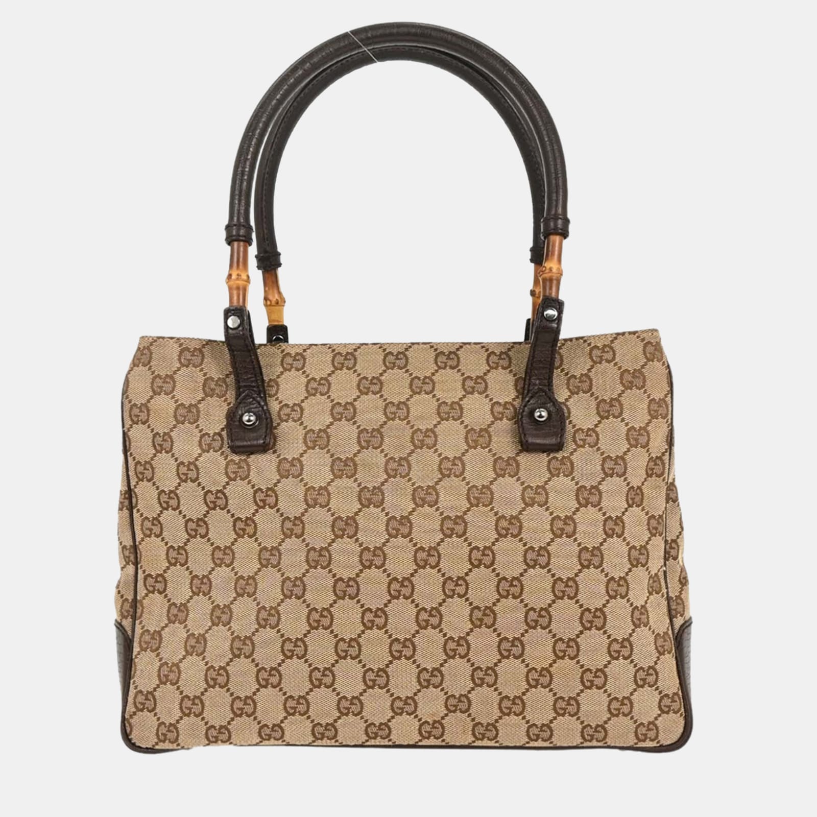 

Gucci Brown Beige Bamboo Gg Tote Bag