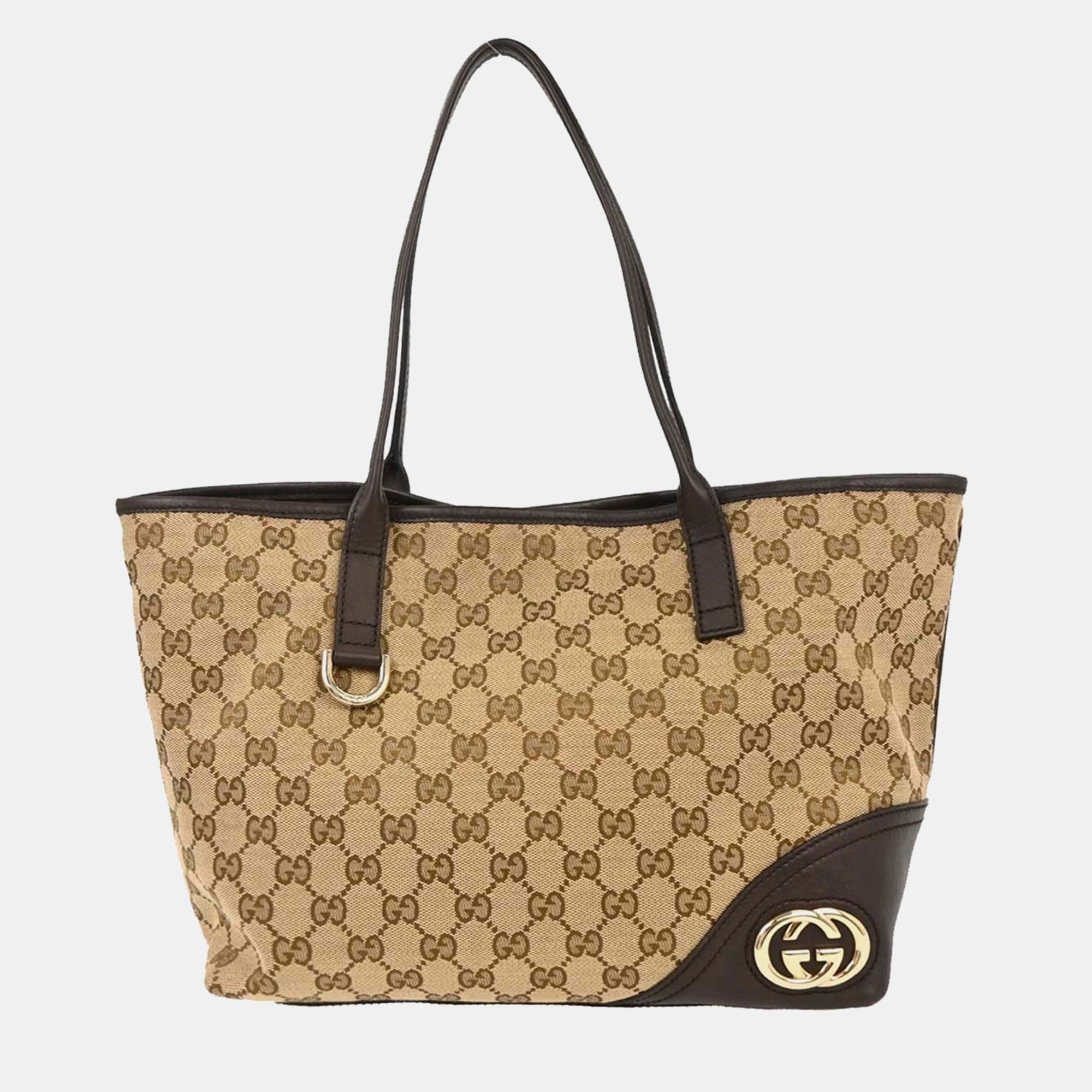 

Gucci GG Supreme Brown Beige Canvas Tote Bag