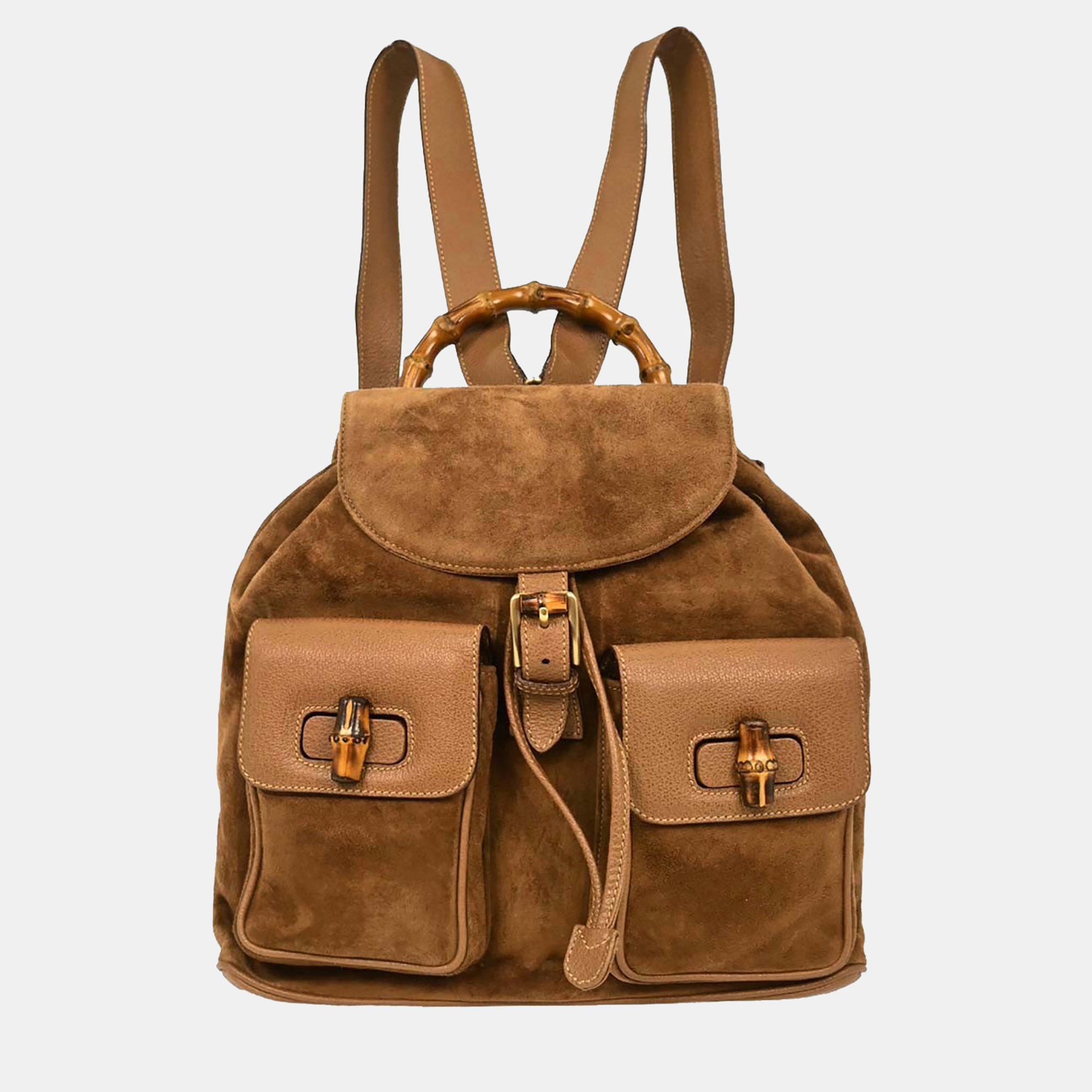 

Gucci Brown Suede Bamboo Backpack