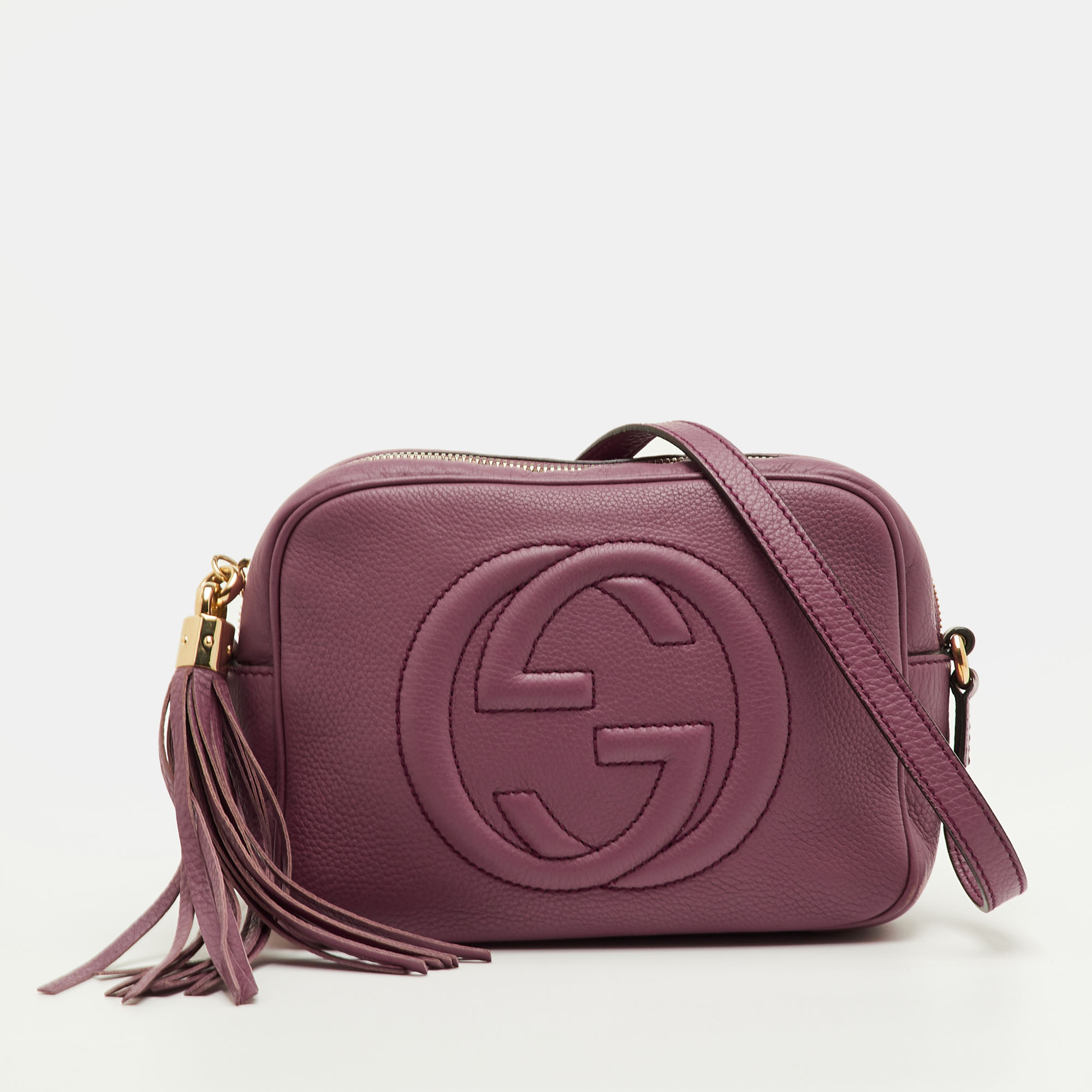 

Gucci Soho Disco Small Purple Leather Camera Crossbody Bag