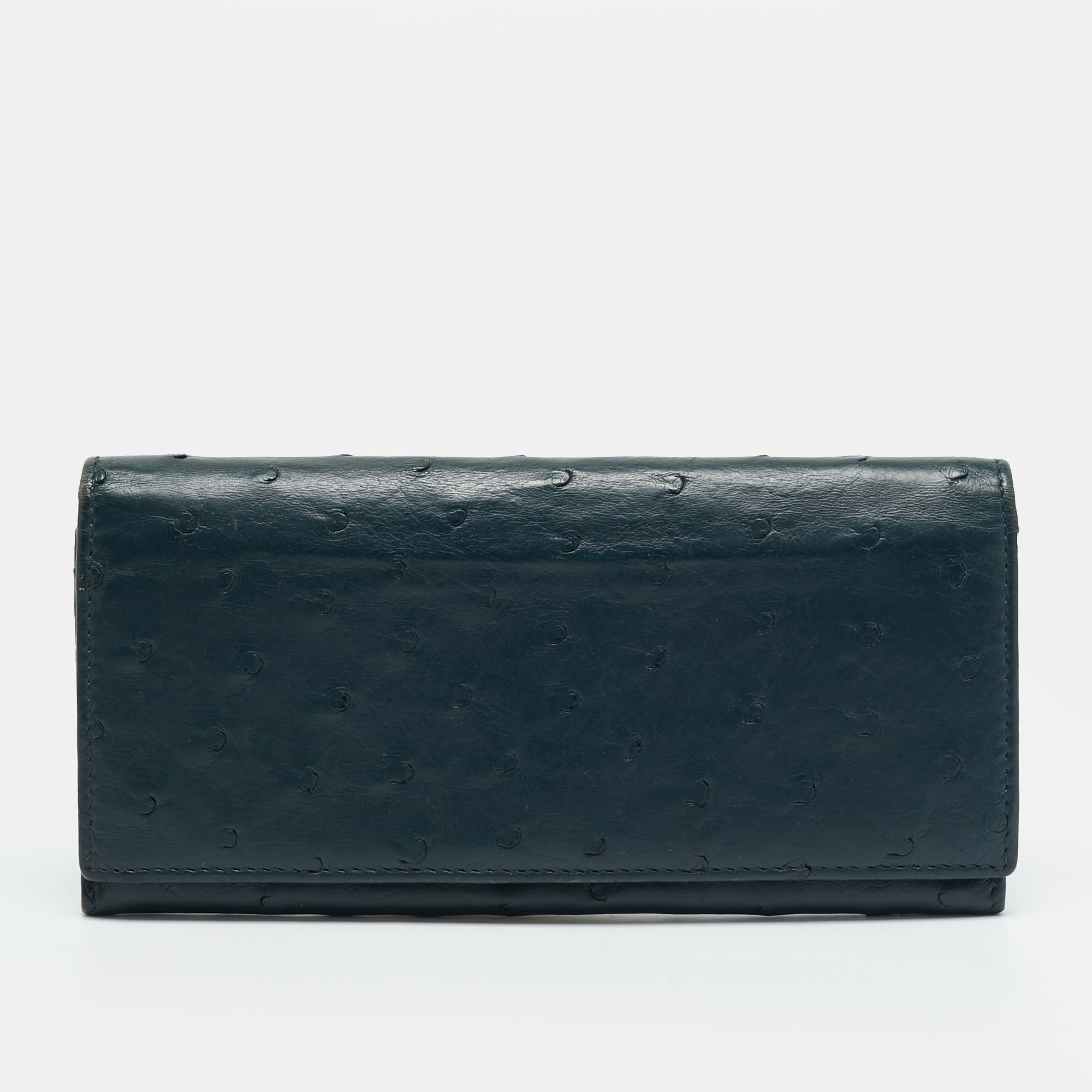 

Gucci Dark Blue Ostrich Leather Continental Wallet