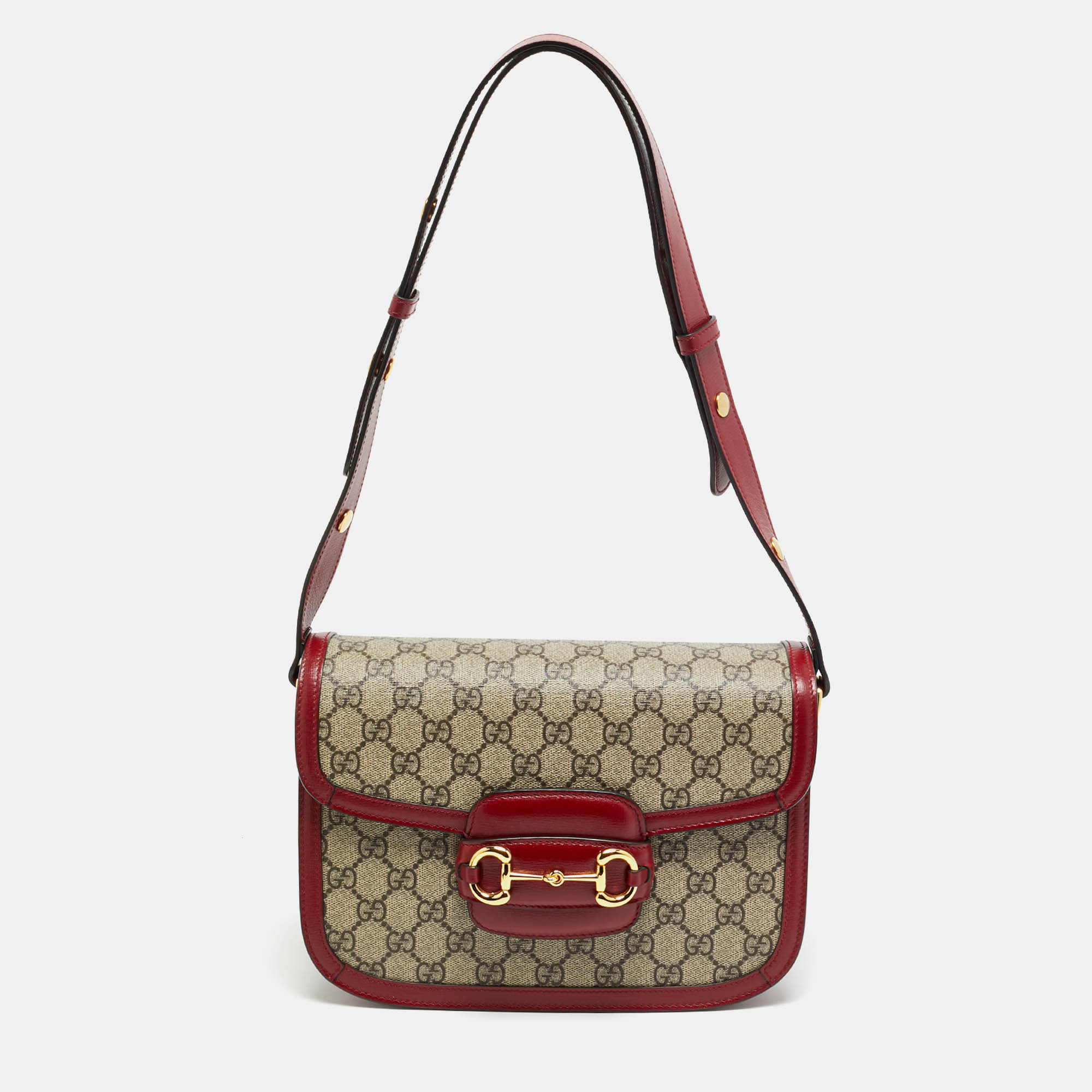 

Gucci Horsebit 1955 Flap Red/Beige GG Supreme Canvas and Leather Shoulder Bag