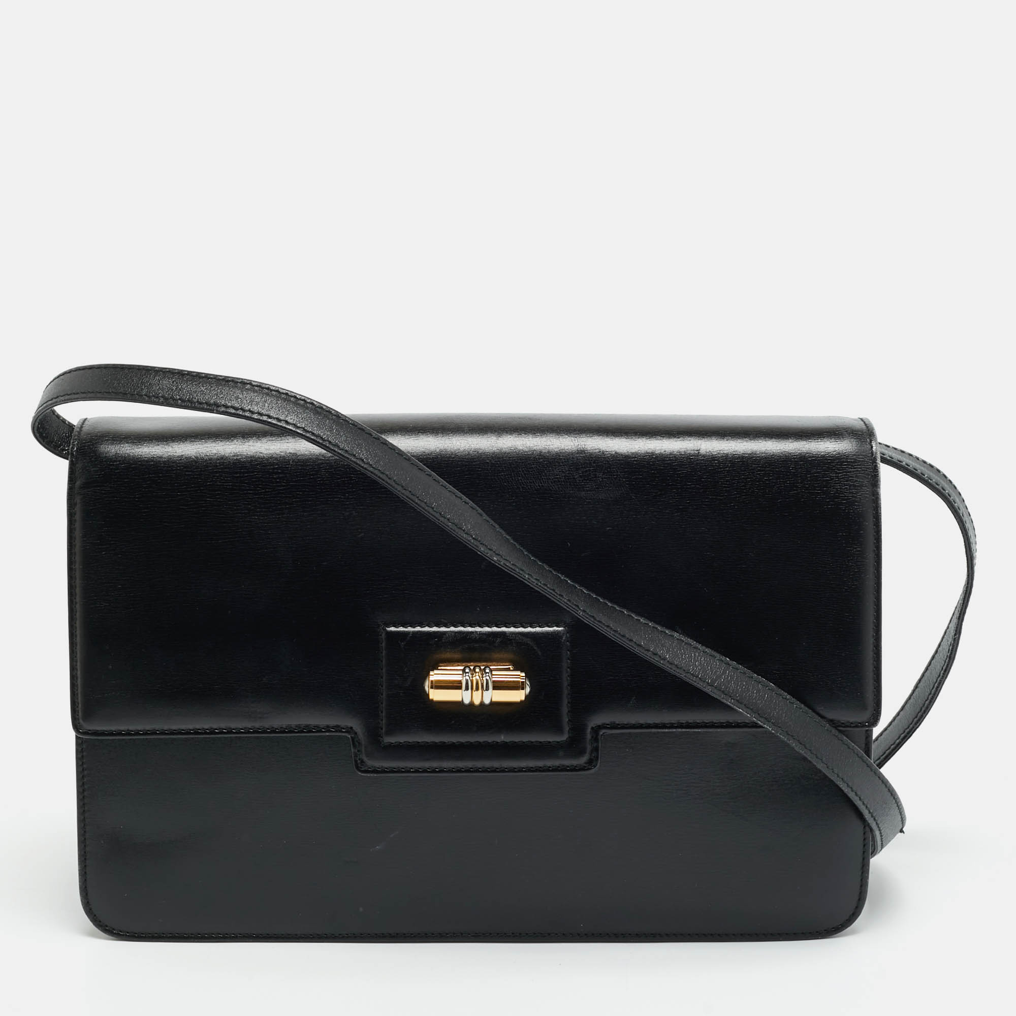 

Gucci Turn Lock Black Leather Flap Shoulder Bag