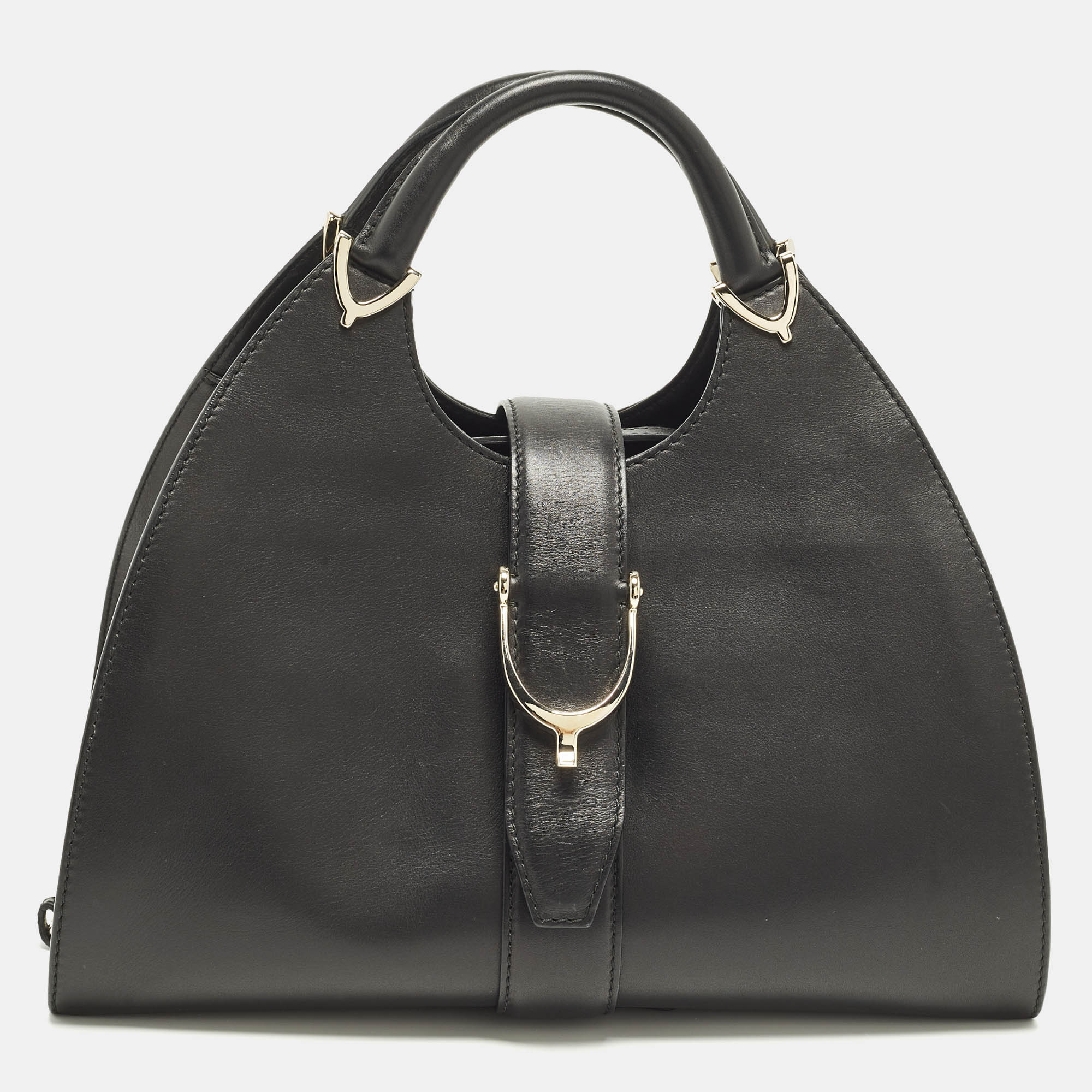 

Gucci Stirrup Black Leather Satchel