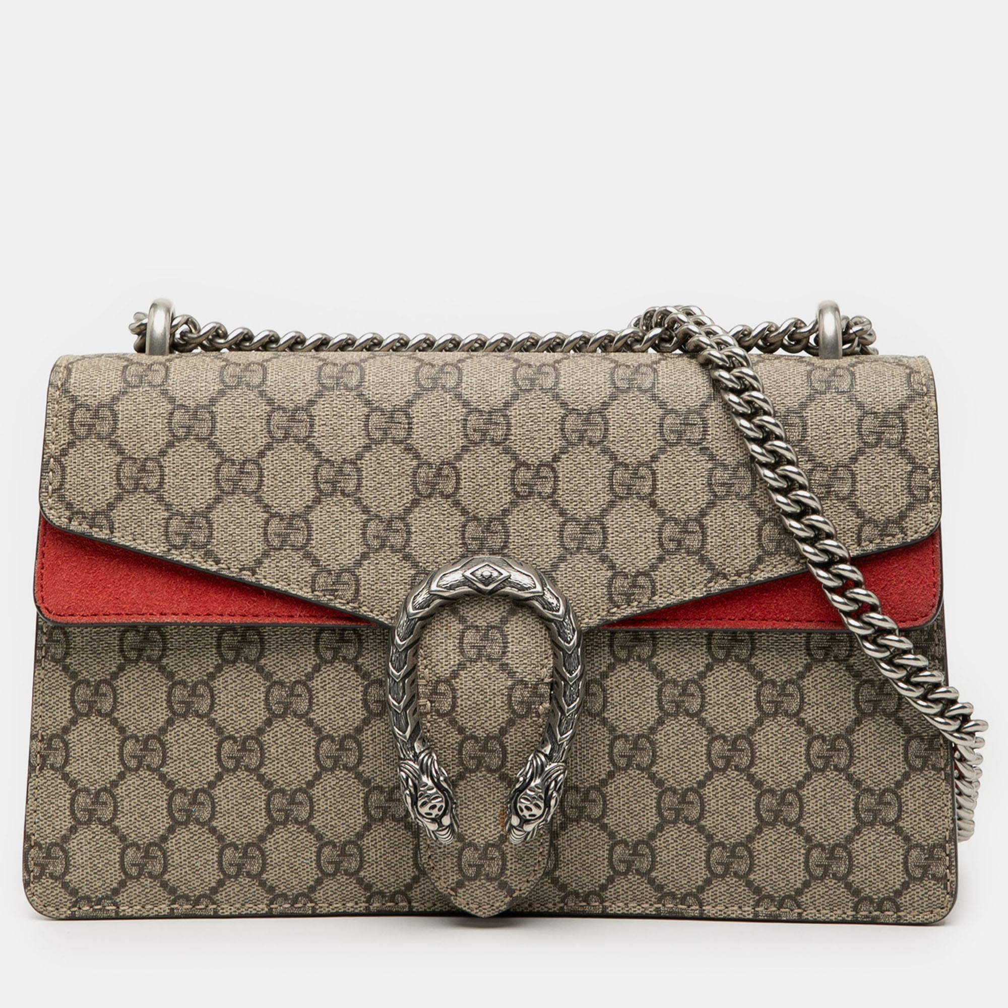 

Gucci Brown Red Medium GG Supreme Dionysus Shoulder Bag