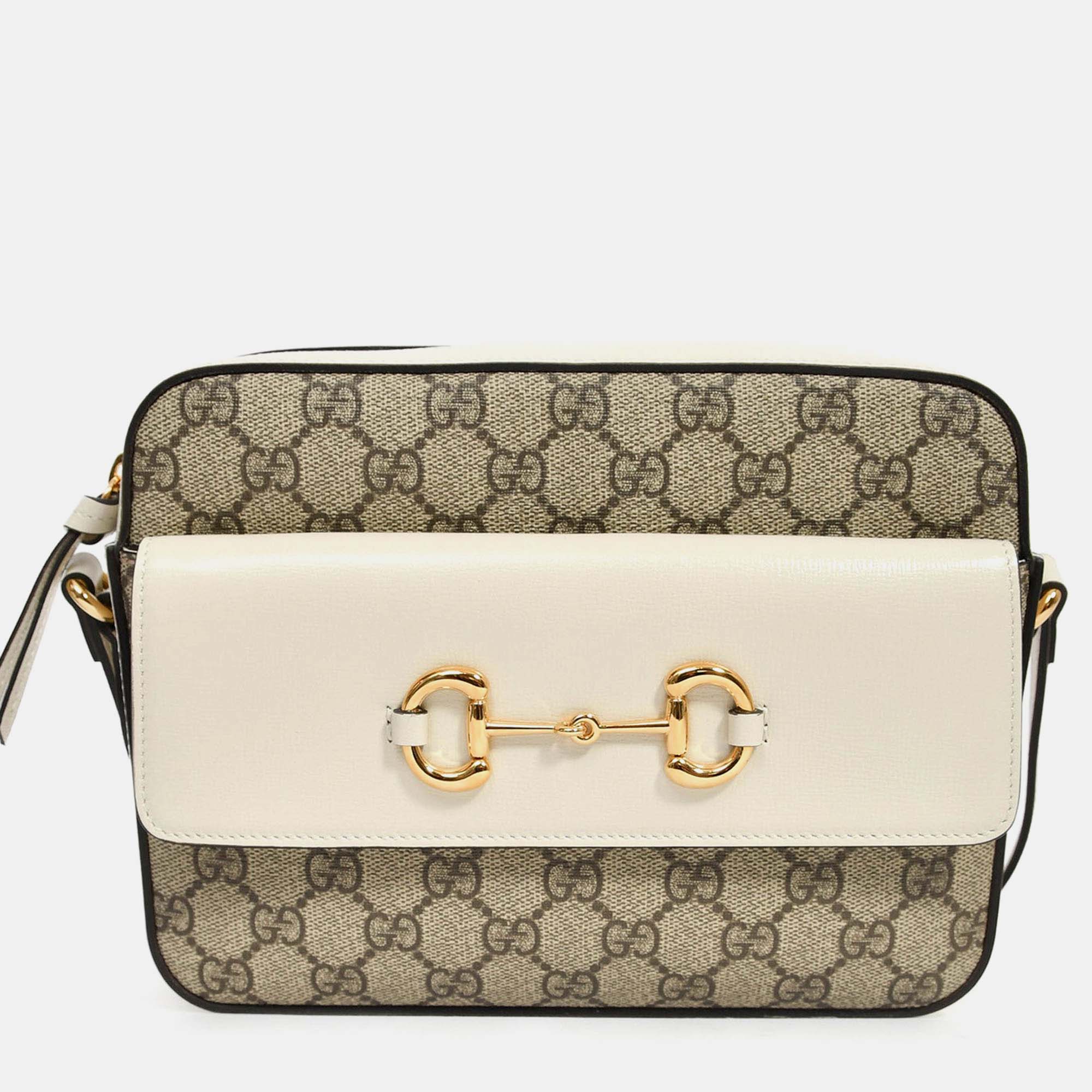 

Gucci Beige Leather GG Supreme Horsebit 1955 Crossbody Bag