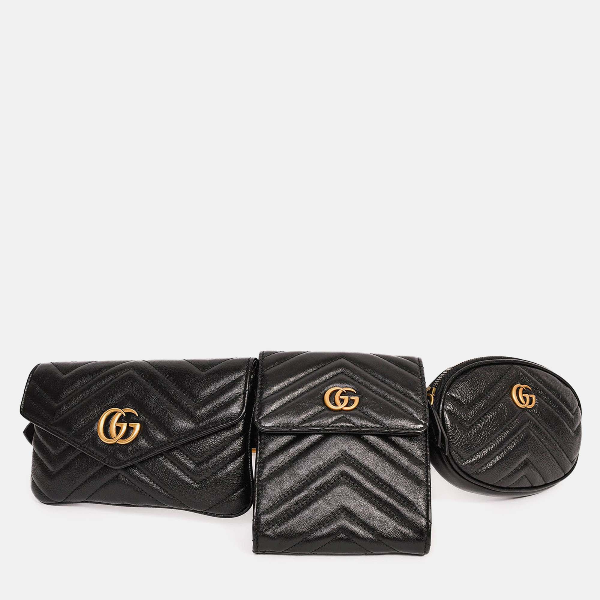 

Gucci 2018 Black Marmont Matelasse Multi Pocket Belt Bag