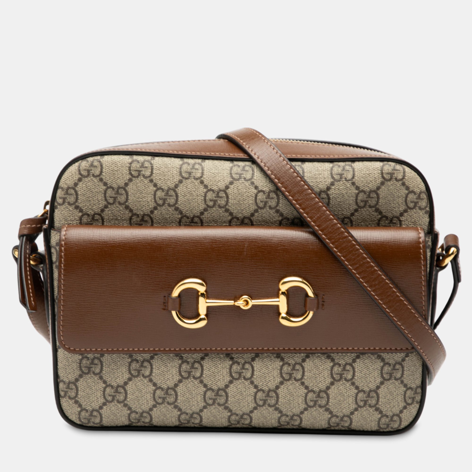 

Gucci Brown Small GG Supreme Horsebit 1955 Crossbody