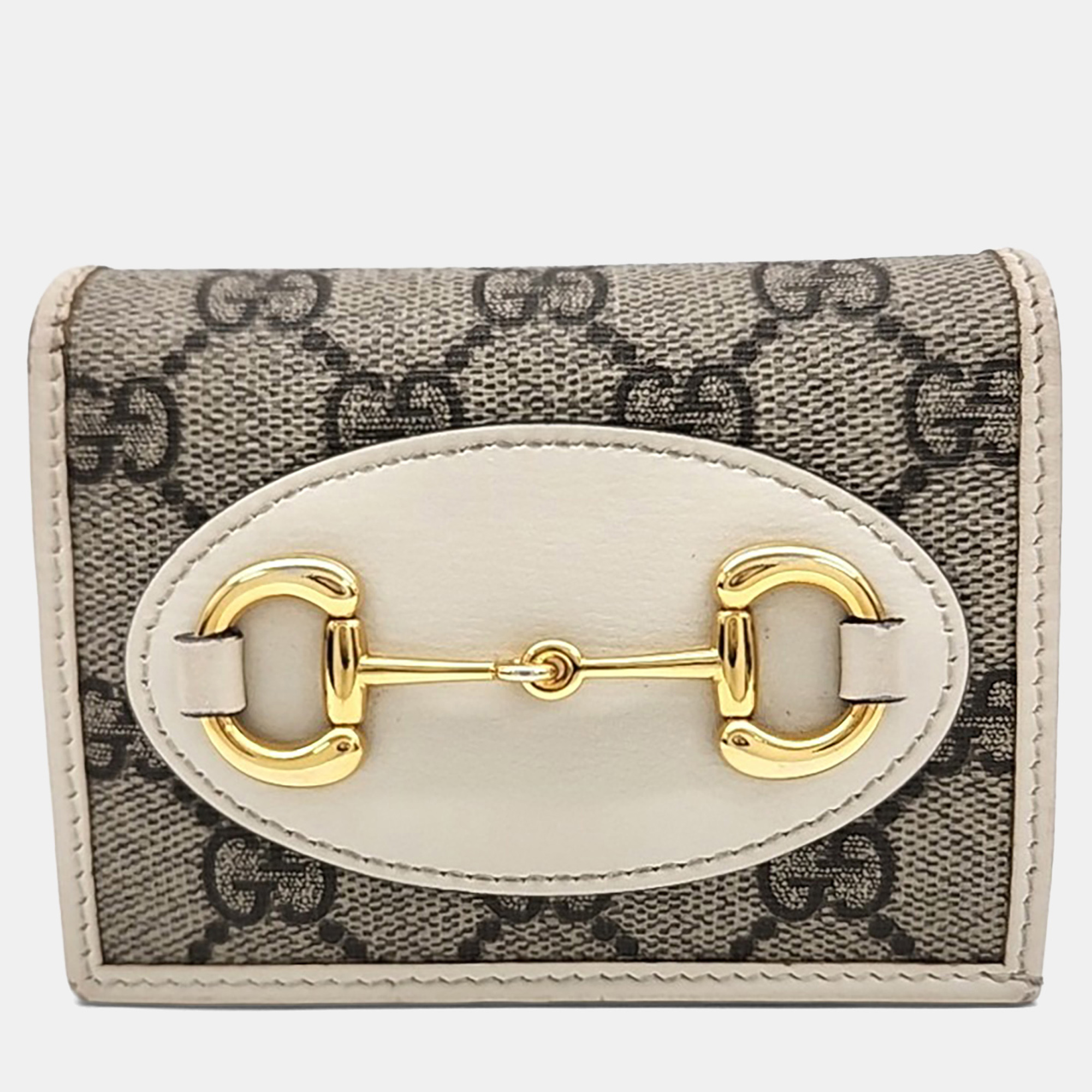 

Gucci Beige White PVC 1955 Horsebit Bifold Wallet
