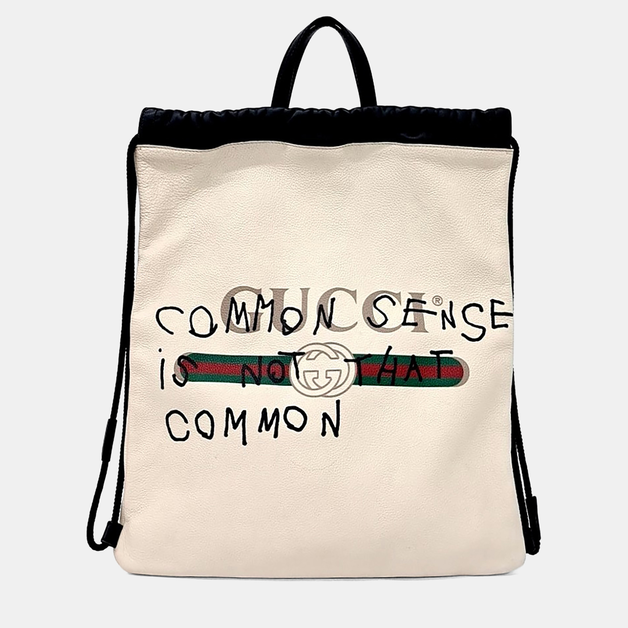 

Gucci White Leather Drawstring Backpack
