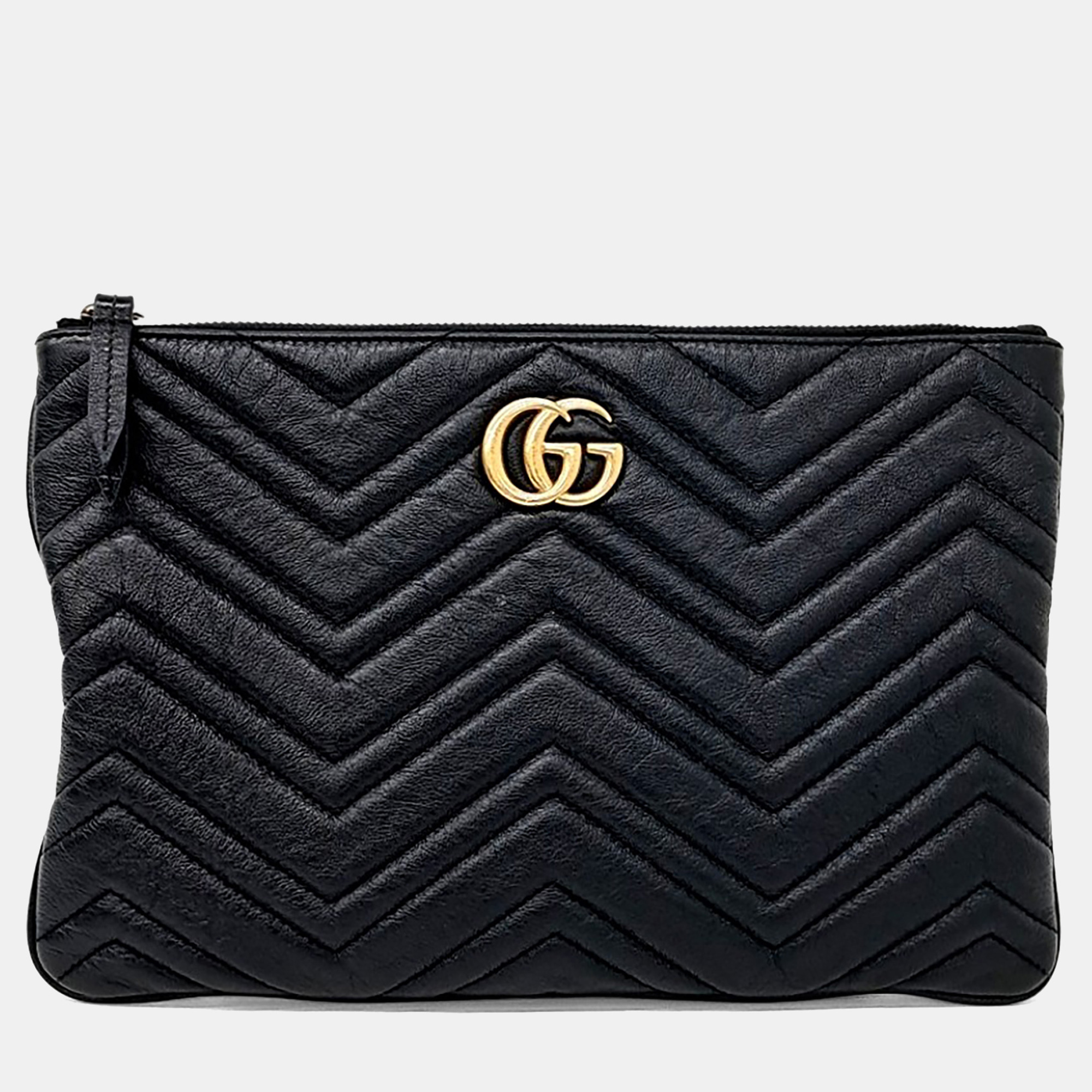 

Gucci Black Leather Gg Marmont Clutch