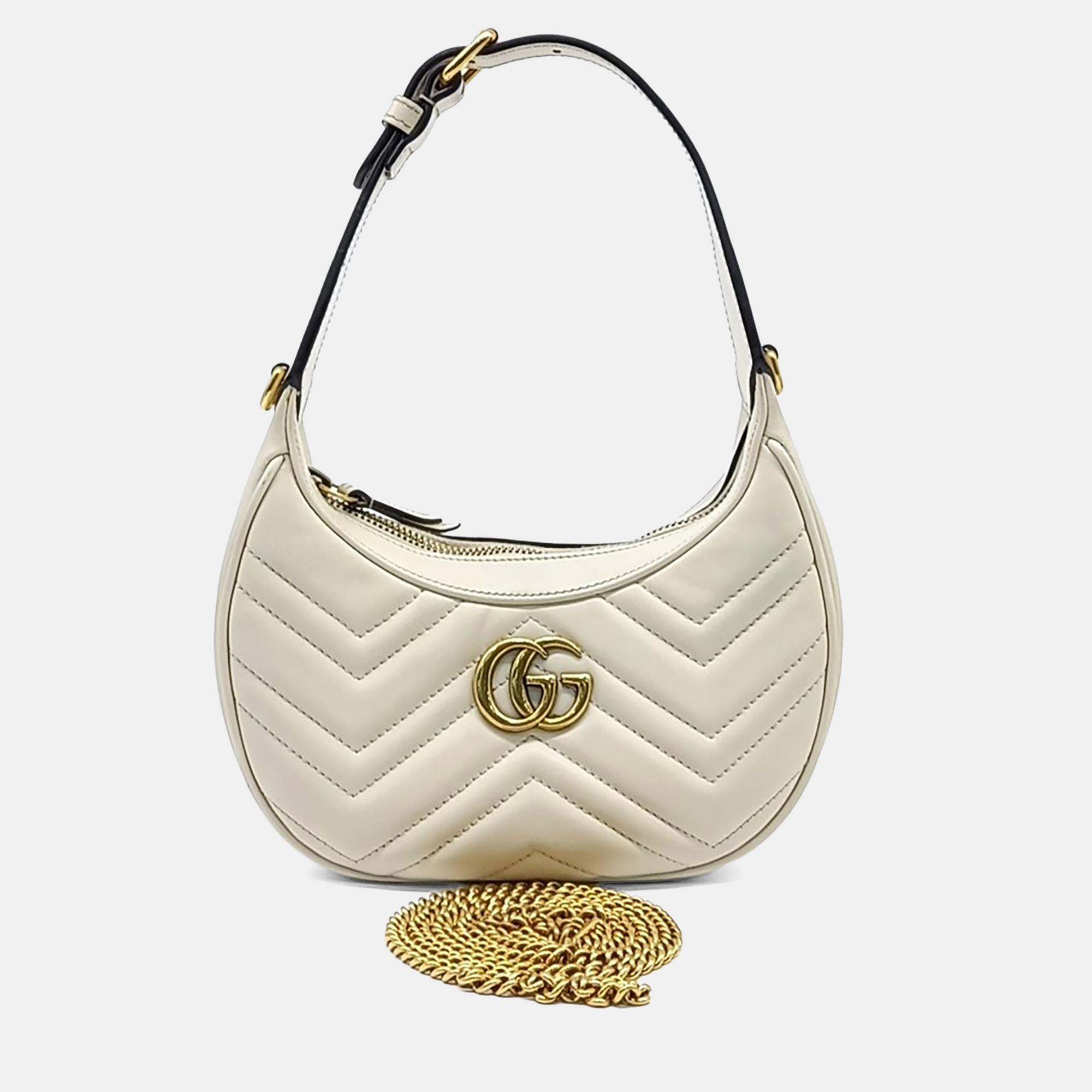 

Gucci White Leather Marmont Half Moon Shoulder Bag