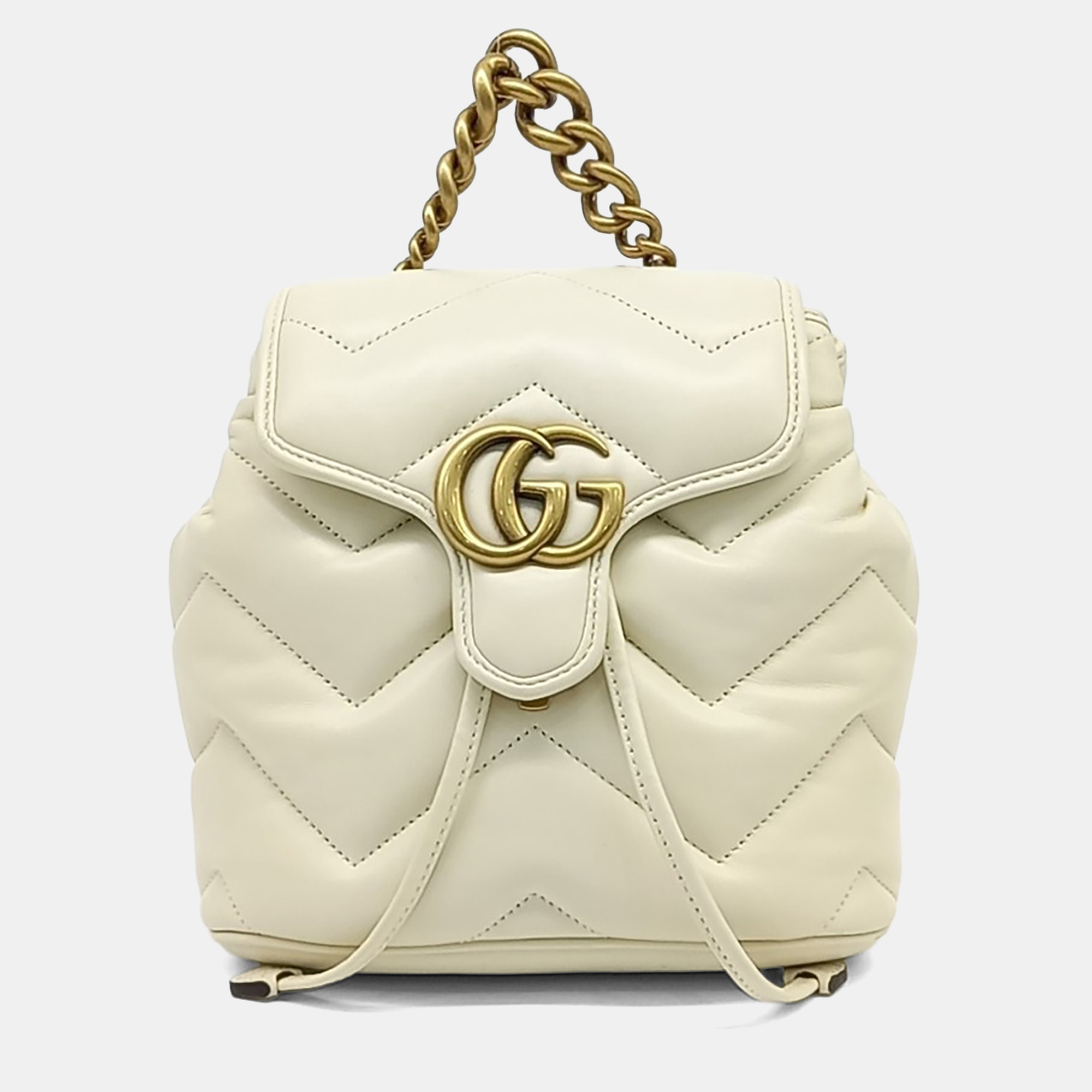 

Gucci White Leather Matrasse Backpack
