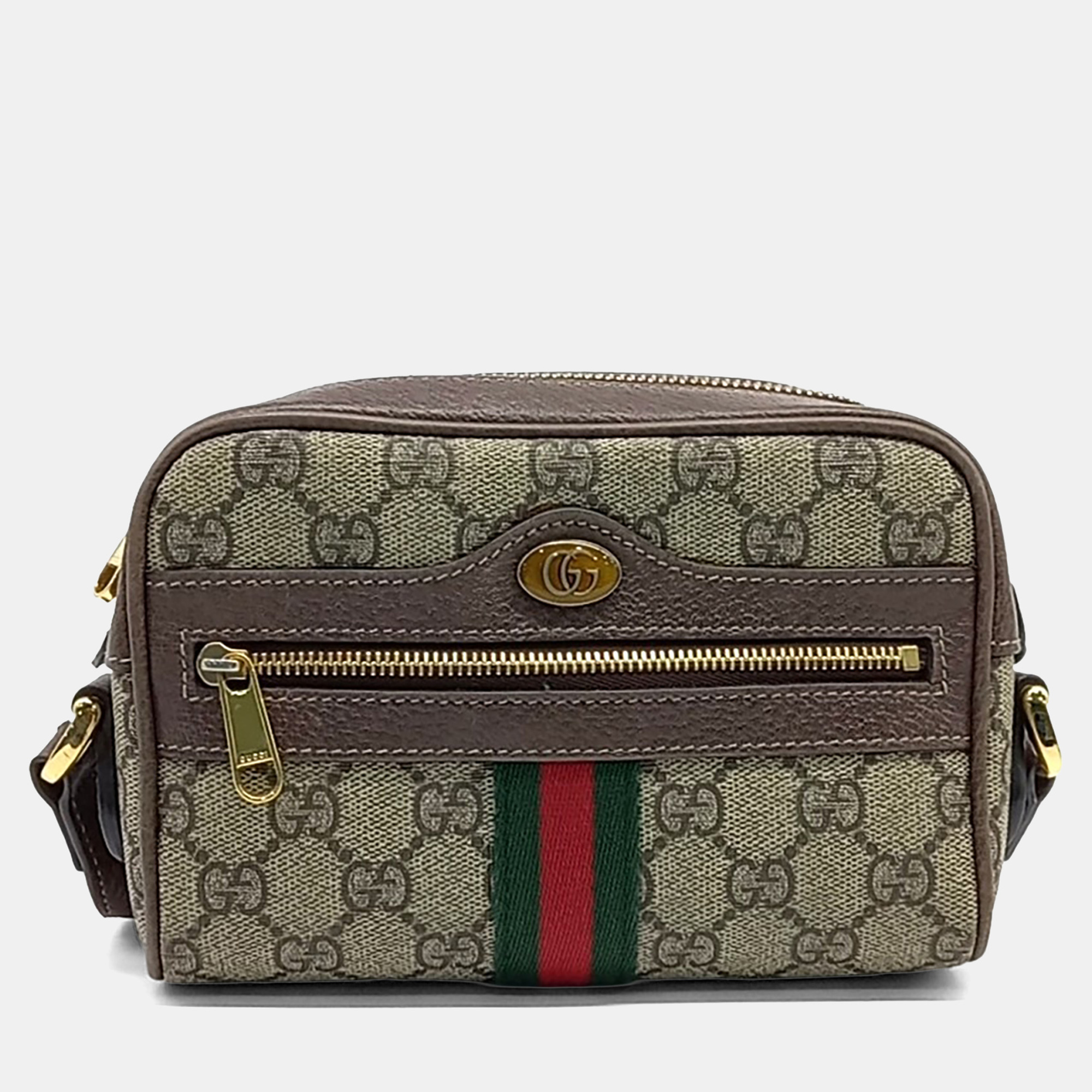 

Gucci Beige Brown PVC Ophidia Supreme Mini Crossbody Bag
