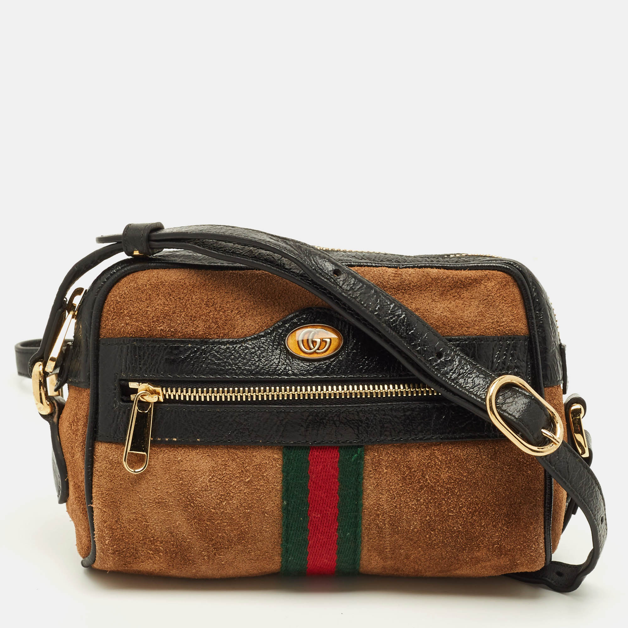

Gucci Ophidia Mini Suede and Leather Camera Crossbody Bag, Brown