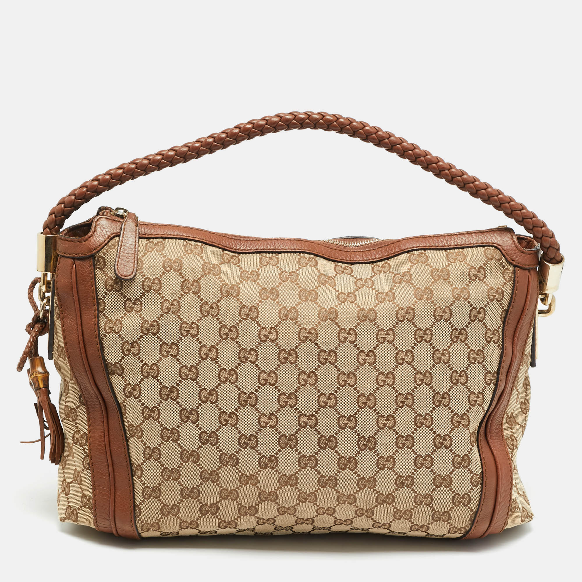 

Gucci Bella Medium Brown/Beige GG Canvas and Leather Hobo