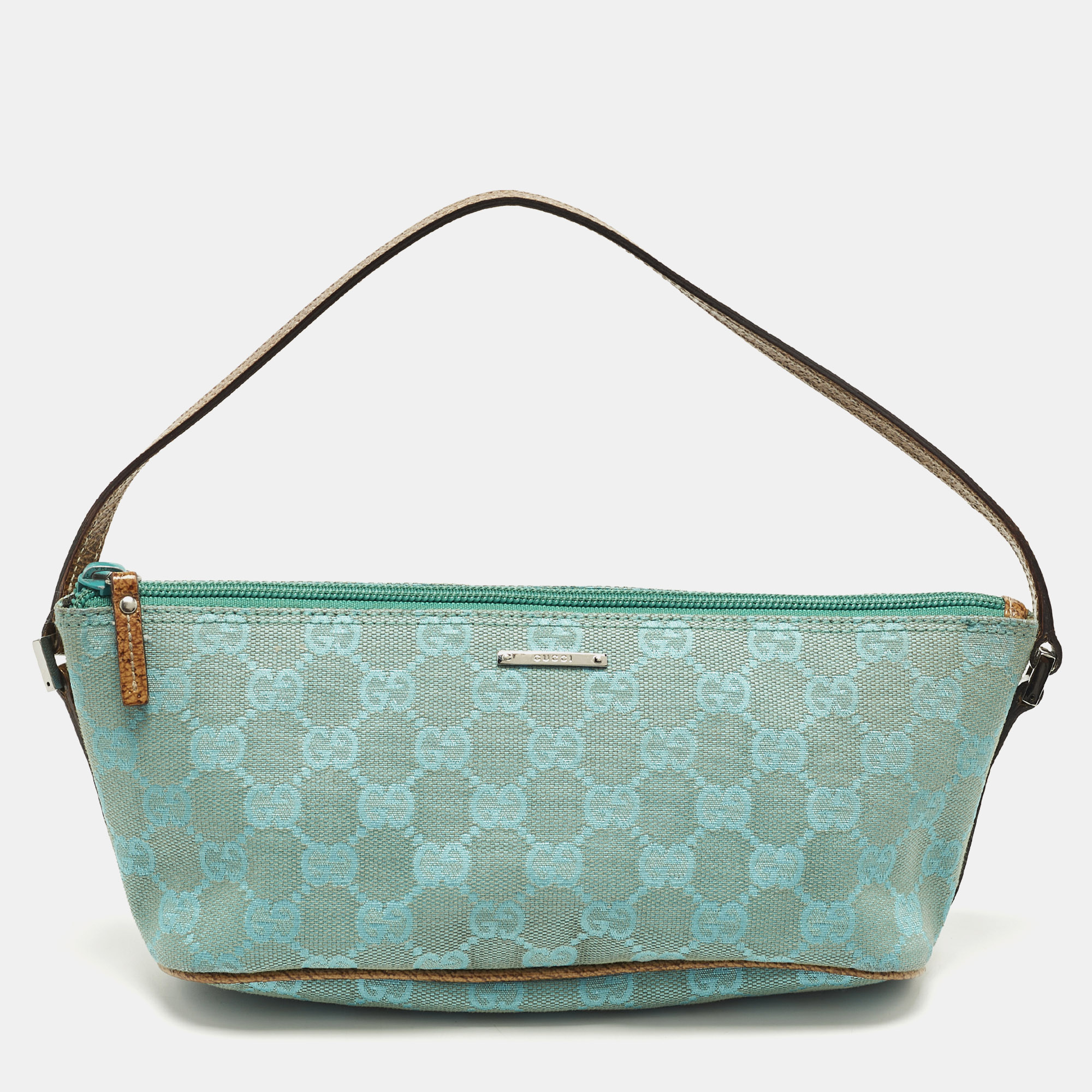 

Gucci Boat Green/Brown GG Canvas Pochette Bag