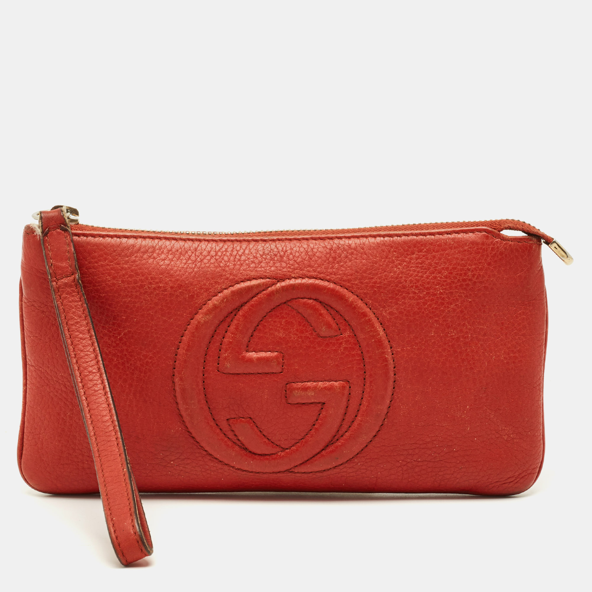

Gucci Soho Orange Leather Wristlet Pouch