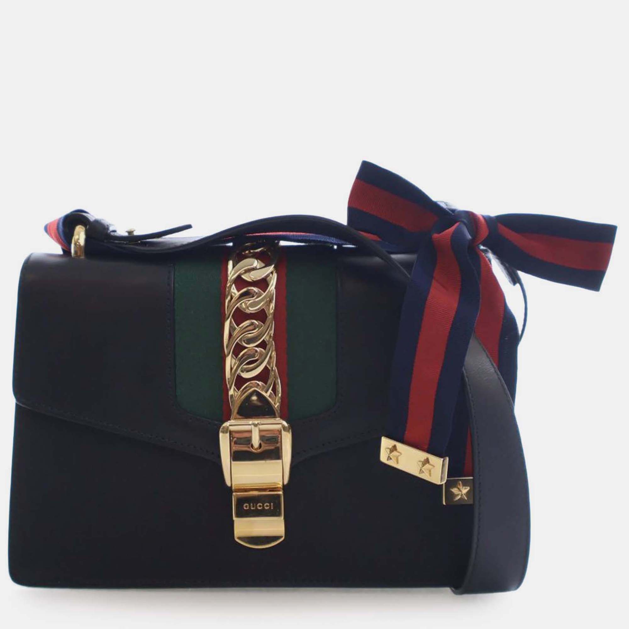 

Gucci Black Small Leather Sylvie Web Satchel