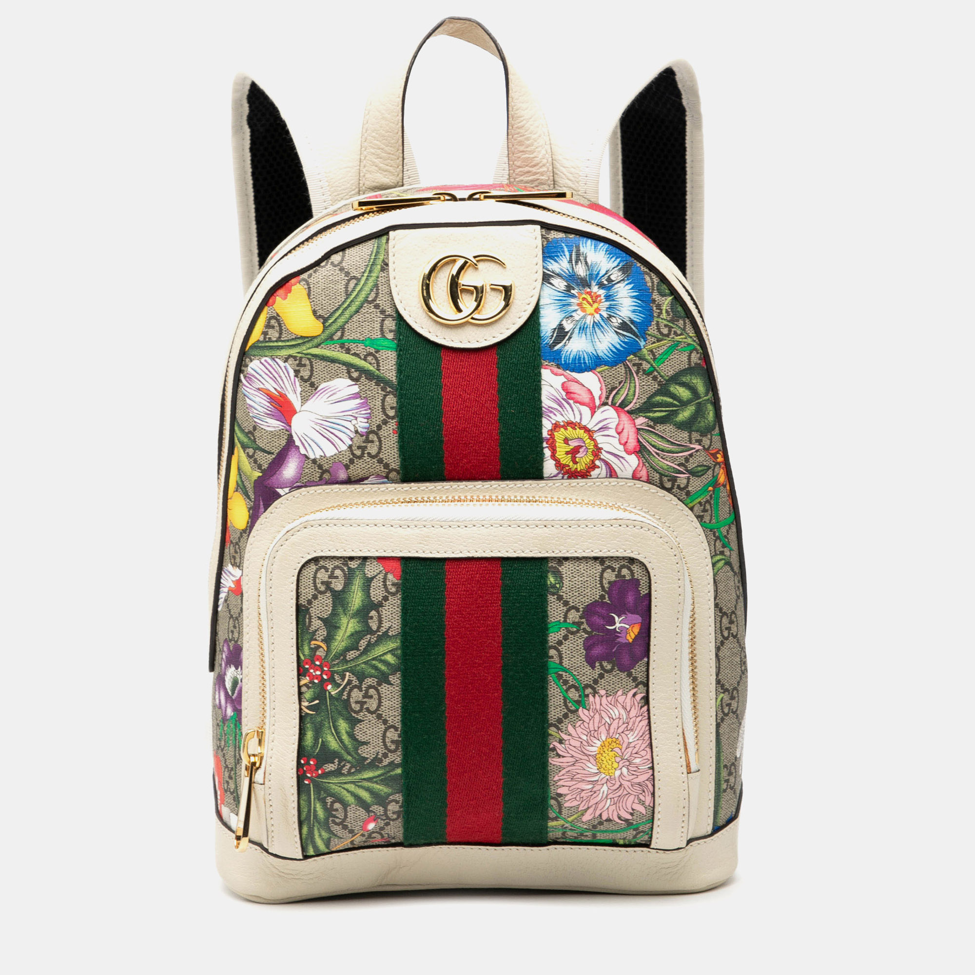 

Gucci Brown Small GG Supreme Flora Ophidia Backpack
