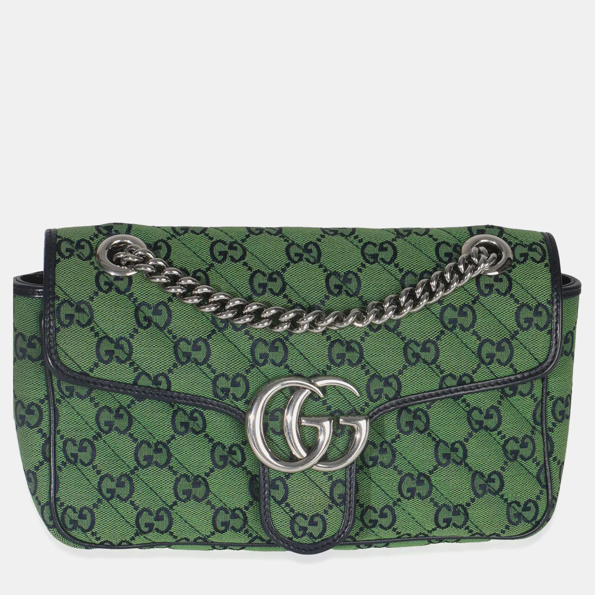 

Gucci GG Marmont Small Green Navy GG Canvas Shoulder Bag