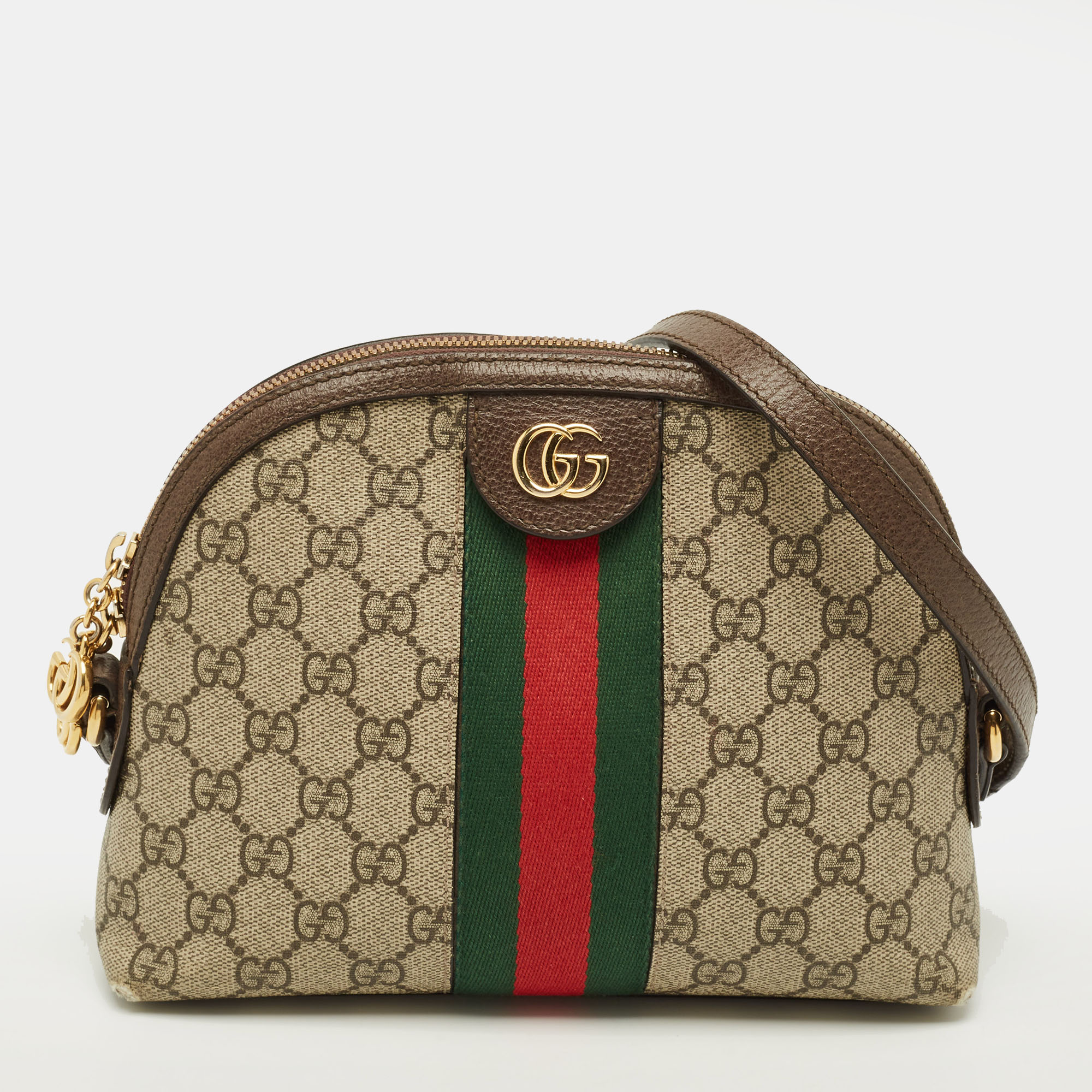 

Gucci Ophidia Dome Small GG Supreme Canvas and Leather Crossbody Bag, Beige