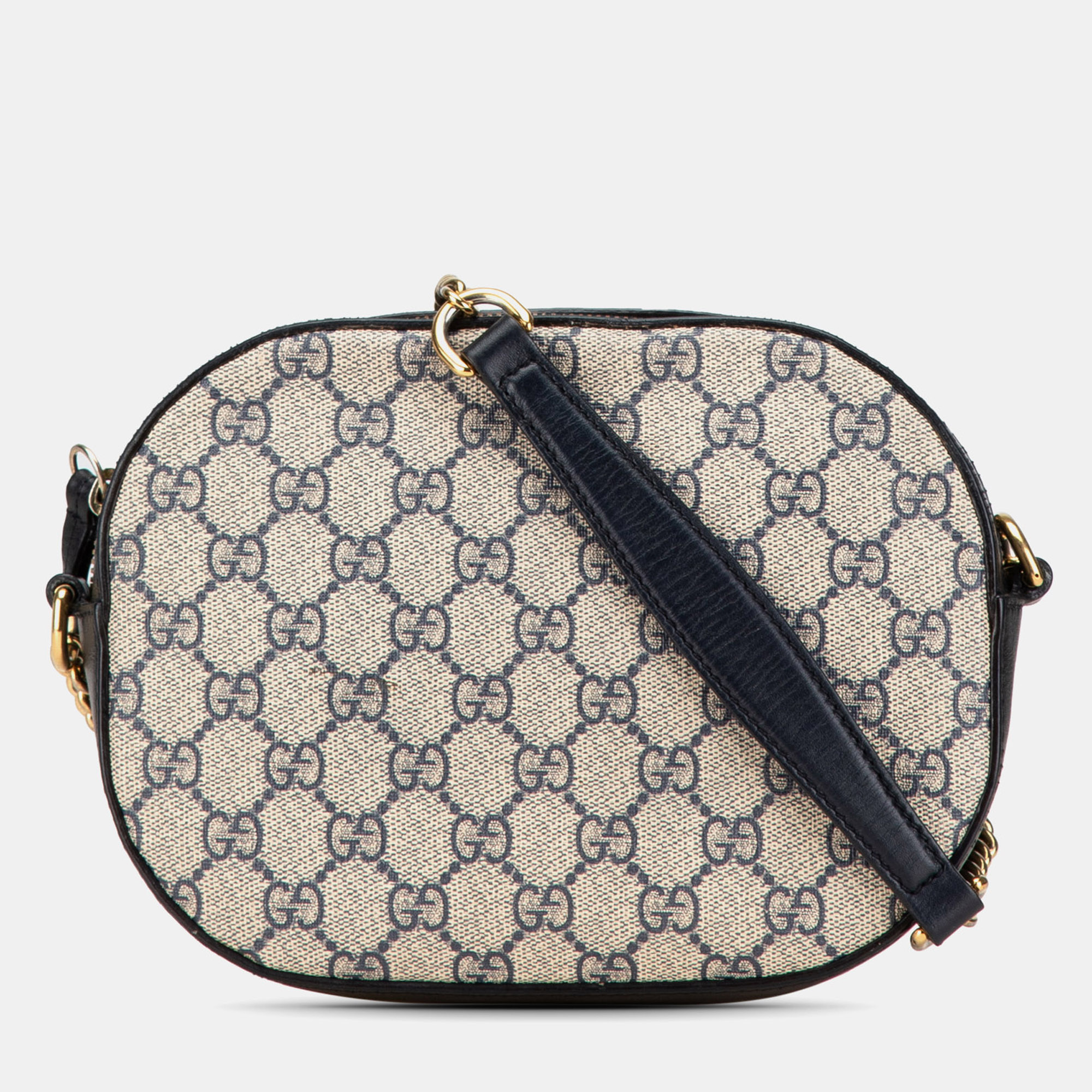 

Gucci Blue Brown Mini GG Supreme Chain Crossbody