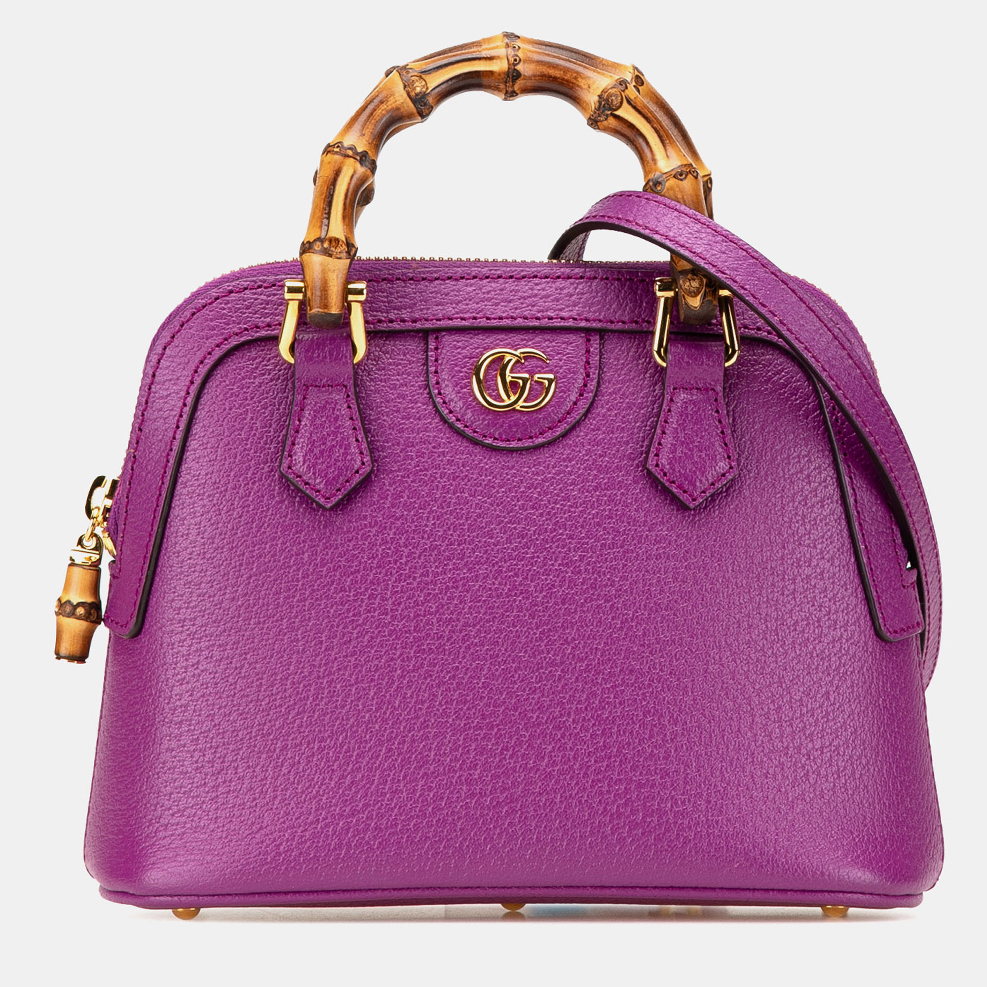 

Gucci Purple Mini Dollar Calfskin Bamboo Diana Dome Satchel