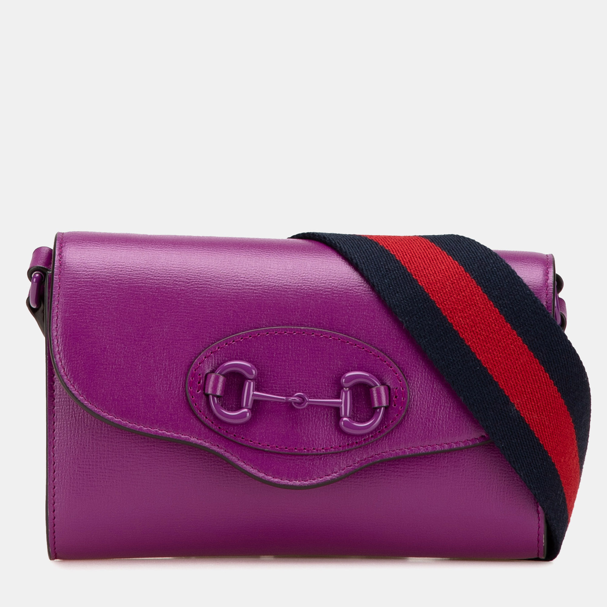 

Gucci Purple Mini Leather Horsebit 1955 Web Crossbody
