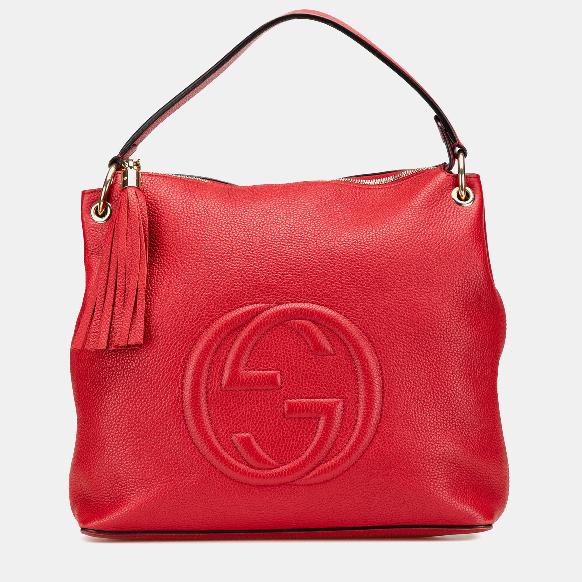 

Gucci Red Large Pebbled Calfskin Soho Convertible Hobo