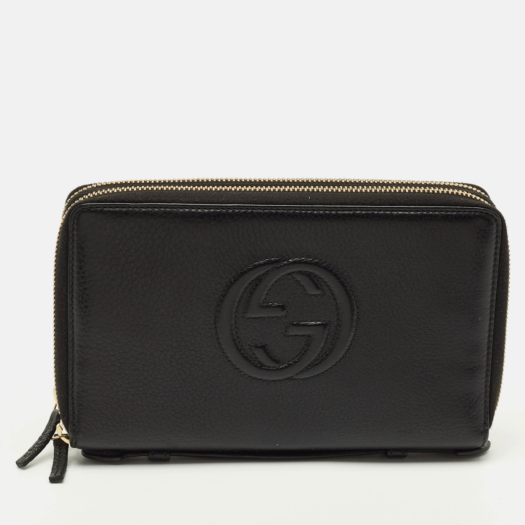 

Gucci Soho Organizer Black Leather Double Zip Around Wallet