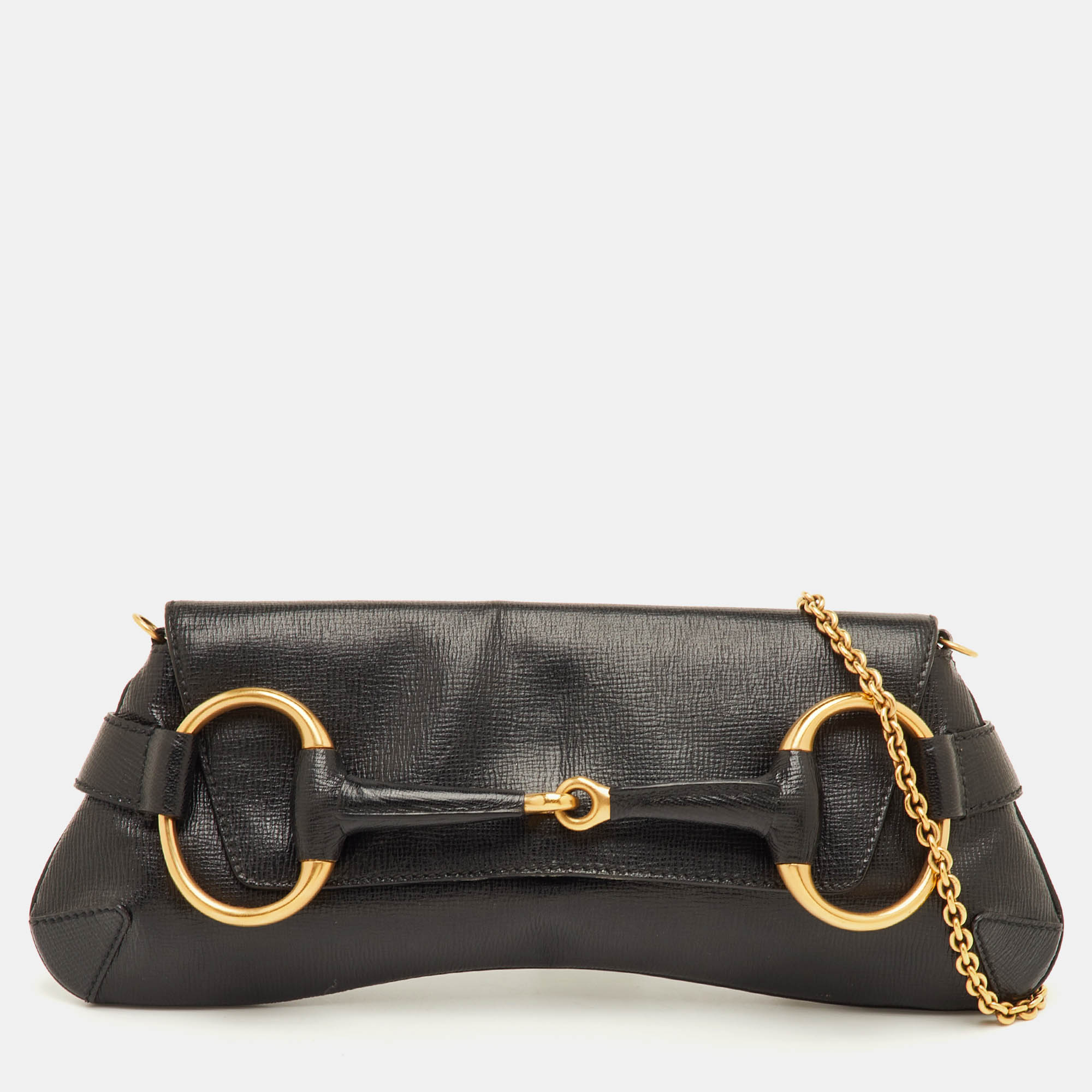 

Gucci Horsebit Black Leather Flap Chain Clutch