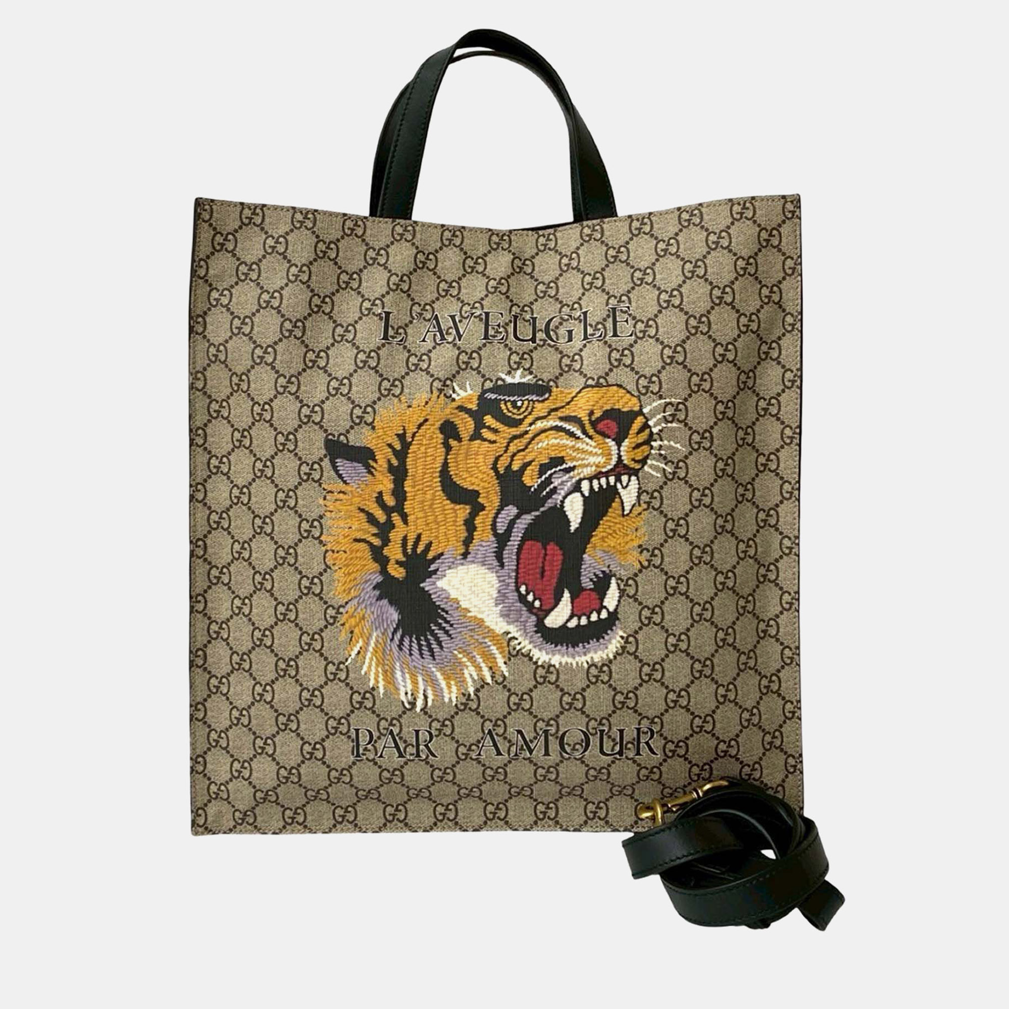 

Gucci Brown GG Supreme LAveugle Par Amour Tote