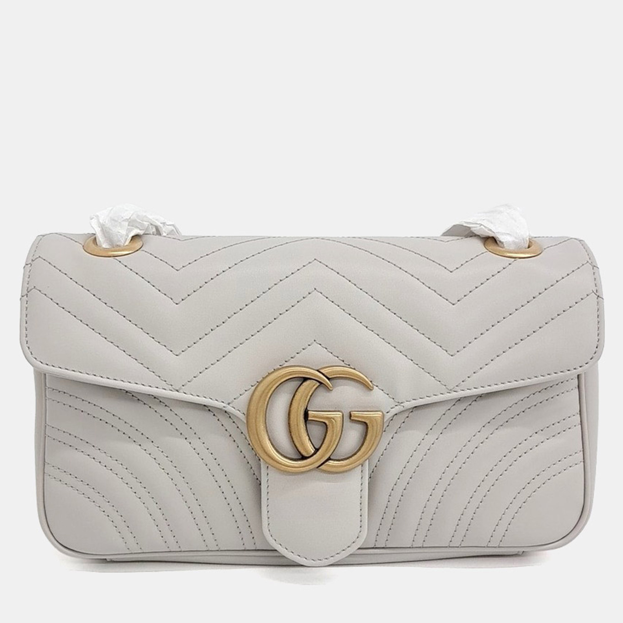 

Gucci Light Grey Leather Marmont Matrasse Shoulder Bag