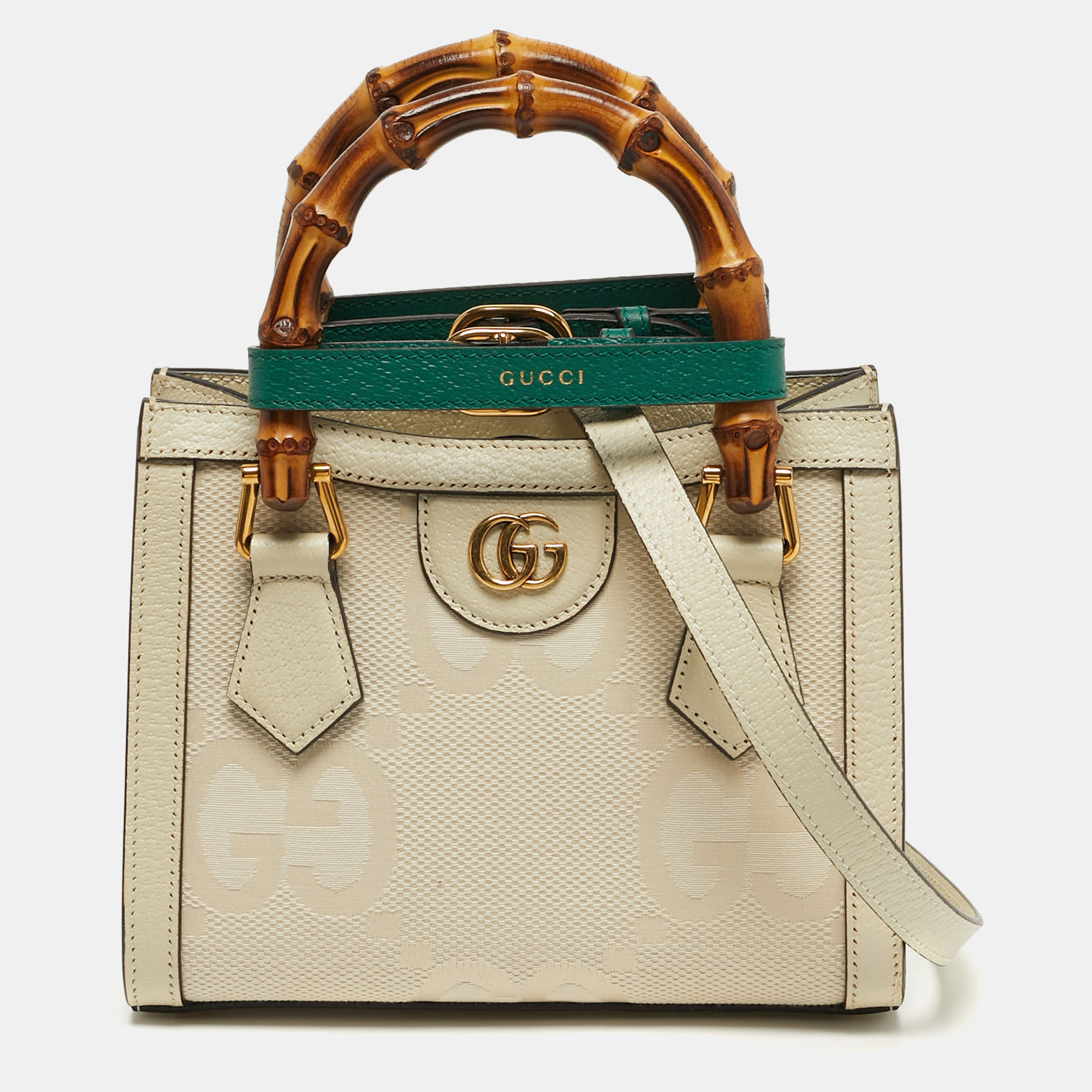 

Gucci Diana Mini Off White Jumbo GG Canvas and Leather Tote