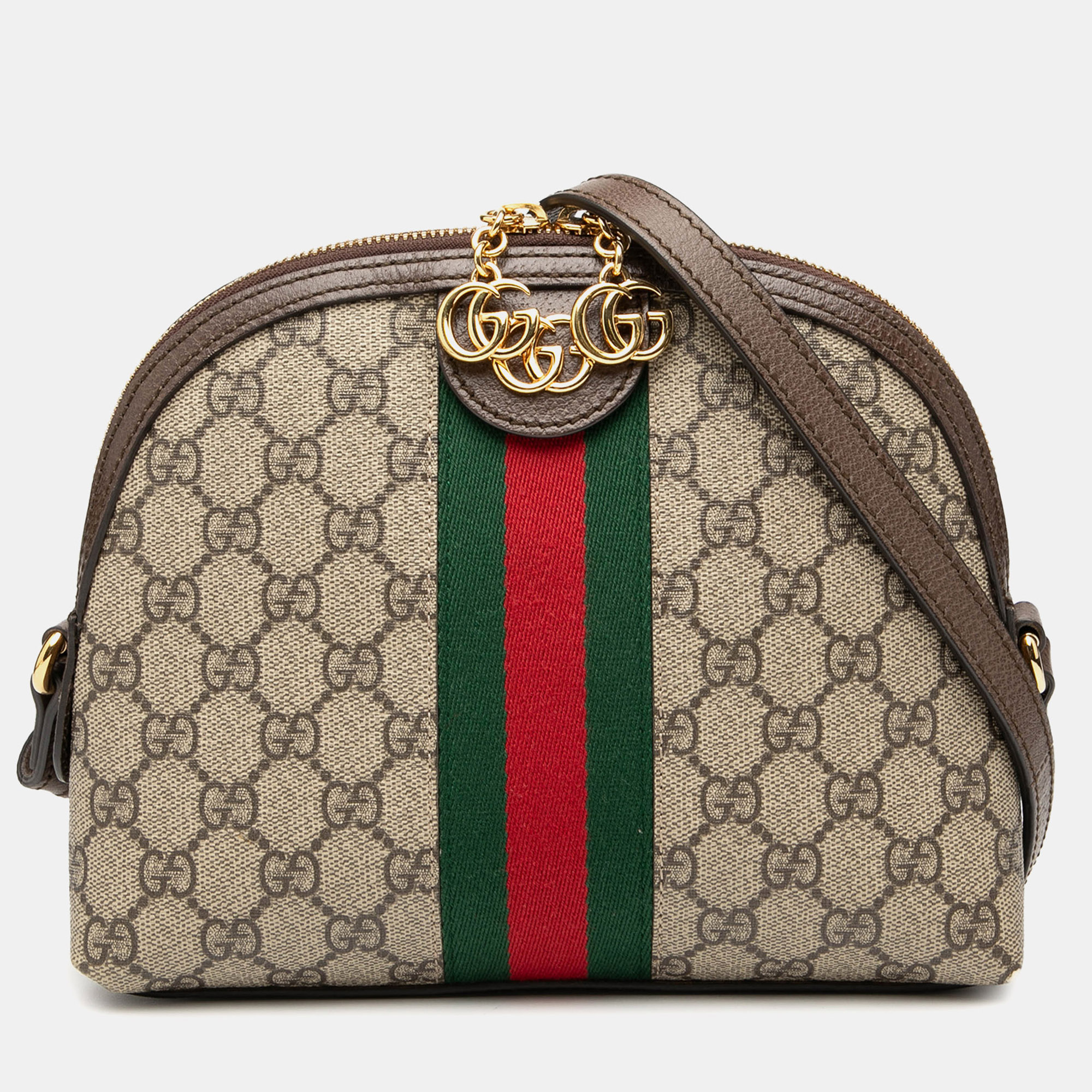 

Gucci Brown Small GG Supreme Ophidia Dome Crossbody