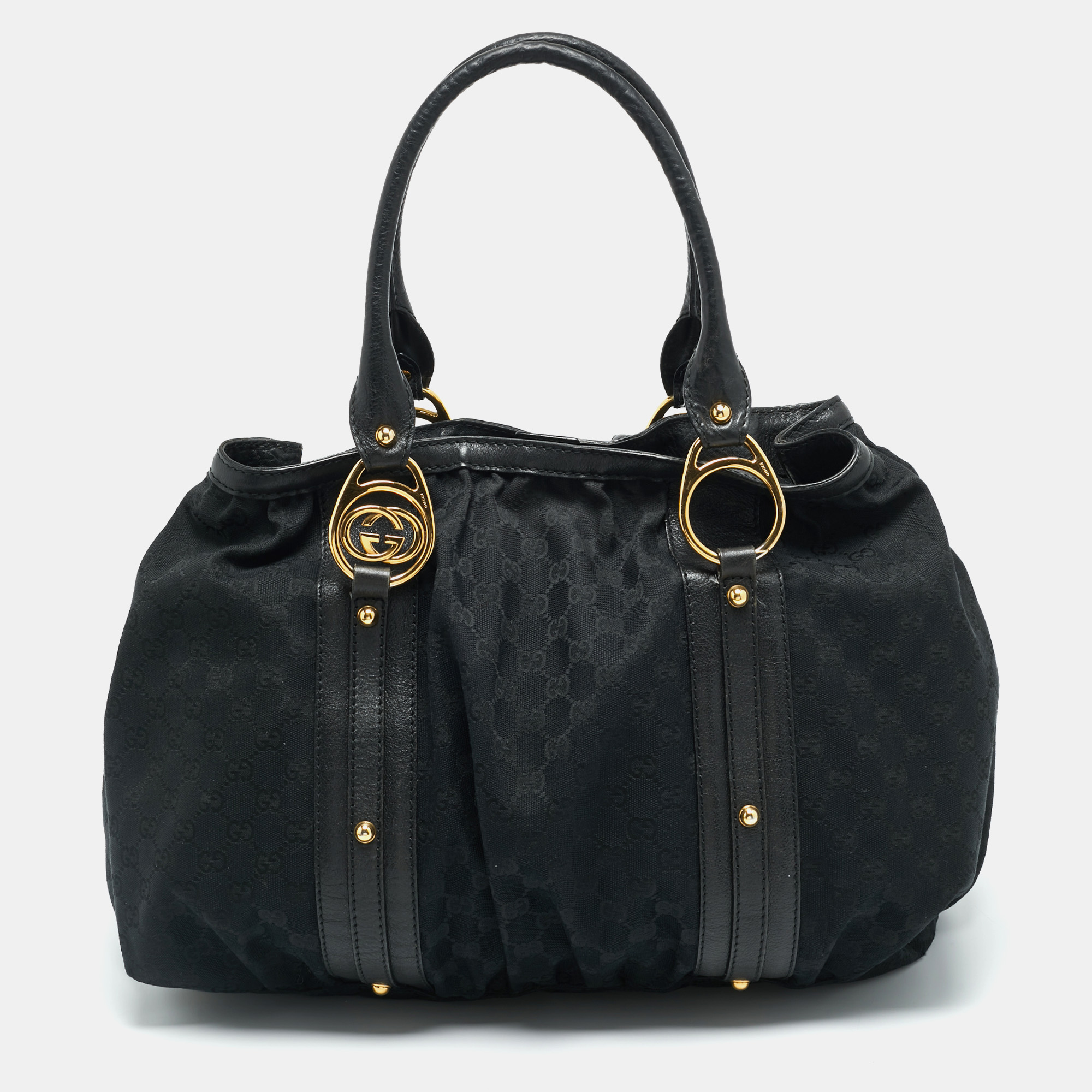 

Gucci Interlocking G Black GG Canvas and Leather Tote
