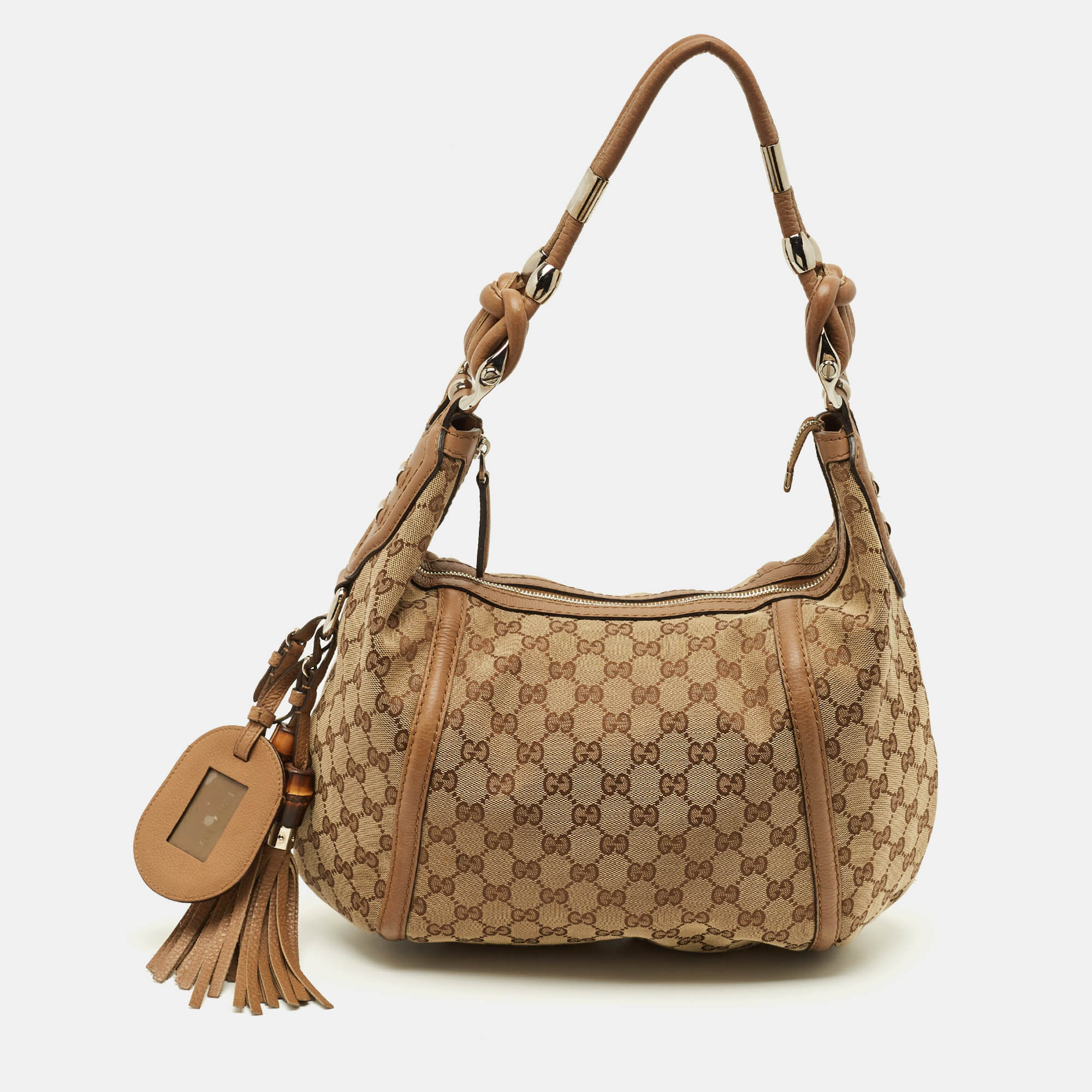 

Gucci Techno Horsebit Medium Brown/Beige GG Canvas and Leather Hobo