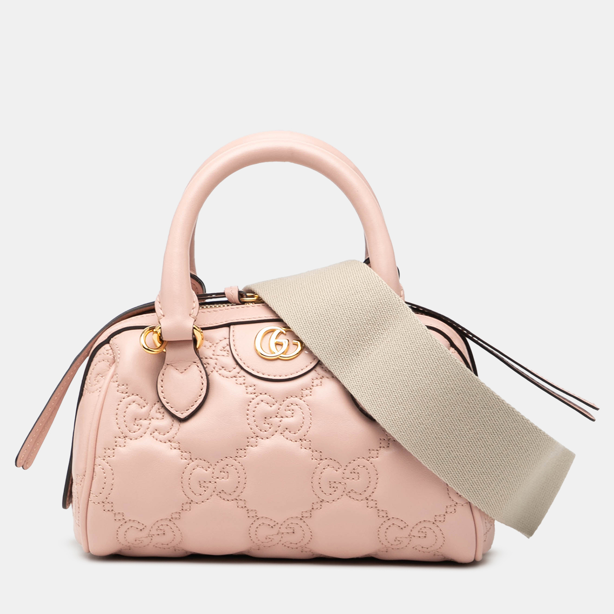 

Gucci Pink Mini GG Marmont Matelasse Leather Satchel