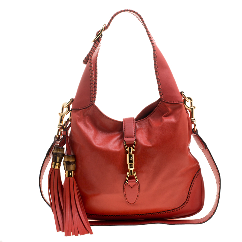 Pre Owned Gucci Orange Leather New Jackie Shoulder Bag