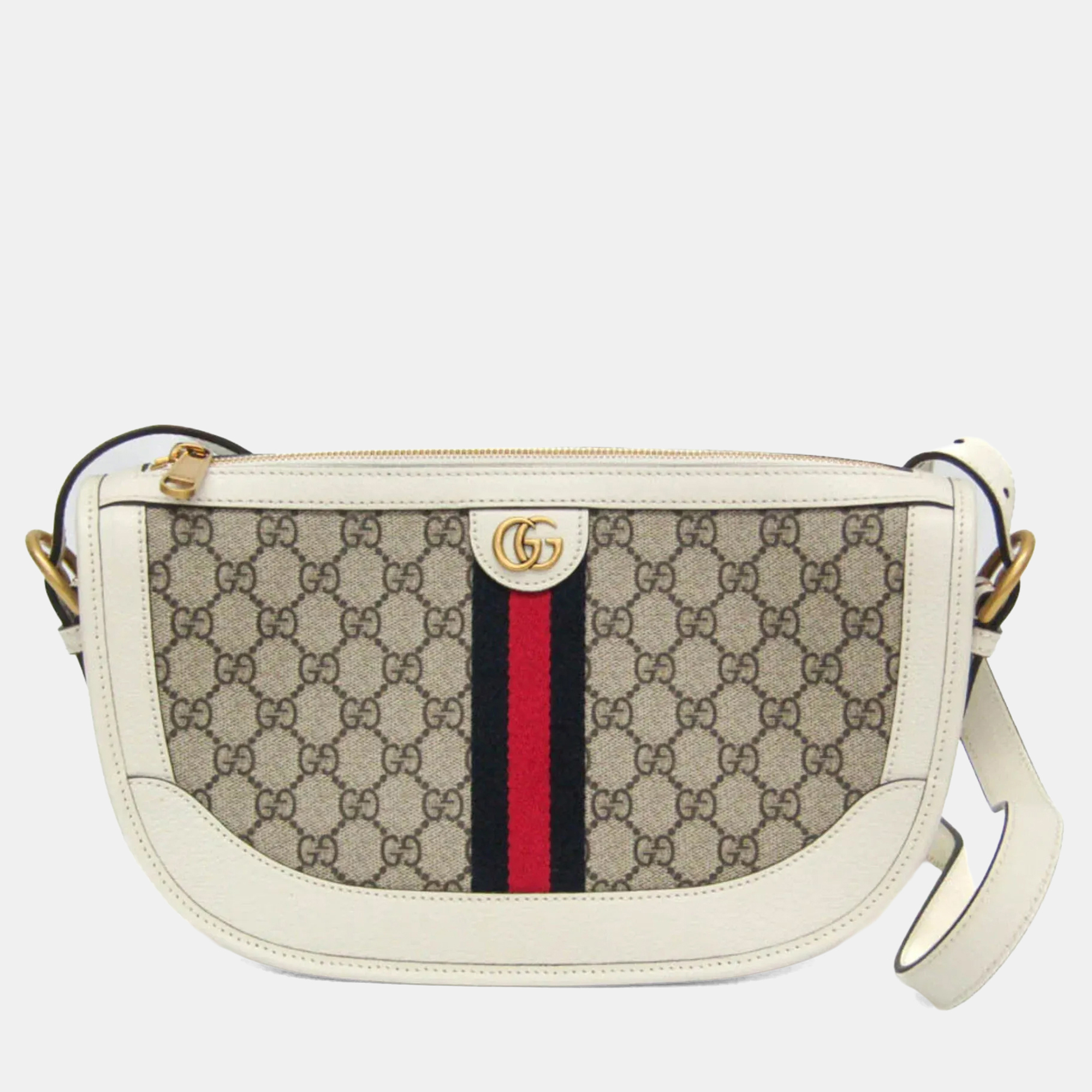 

Gucci Ophidia Beige, White Leather Gg Supreme Shoulder Bag